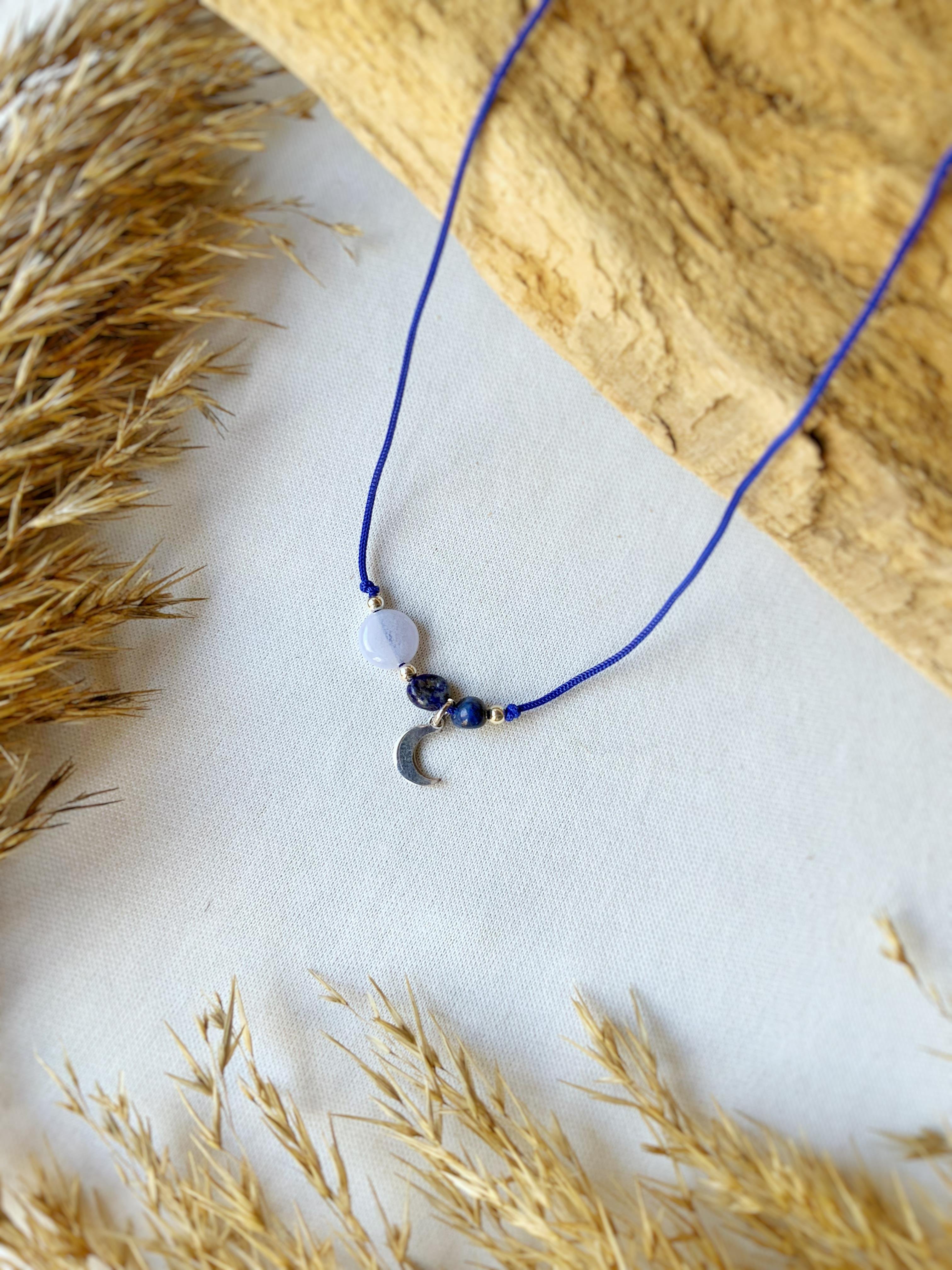 Minimal Ay Halhal Lapis Lazuli ve Kalsedon