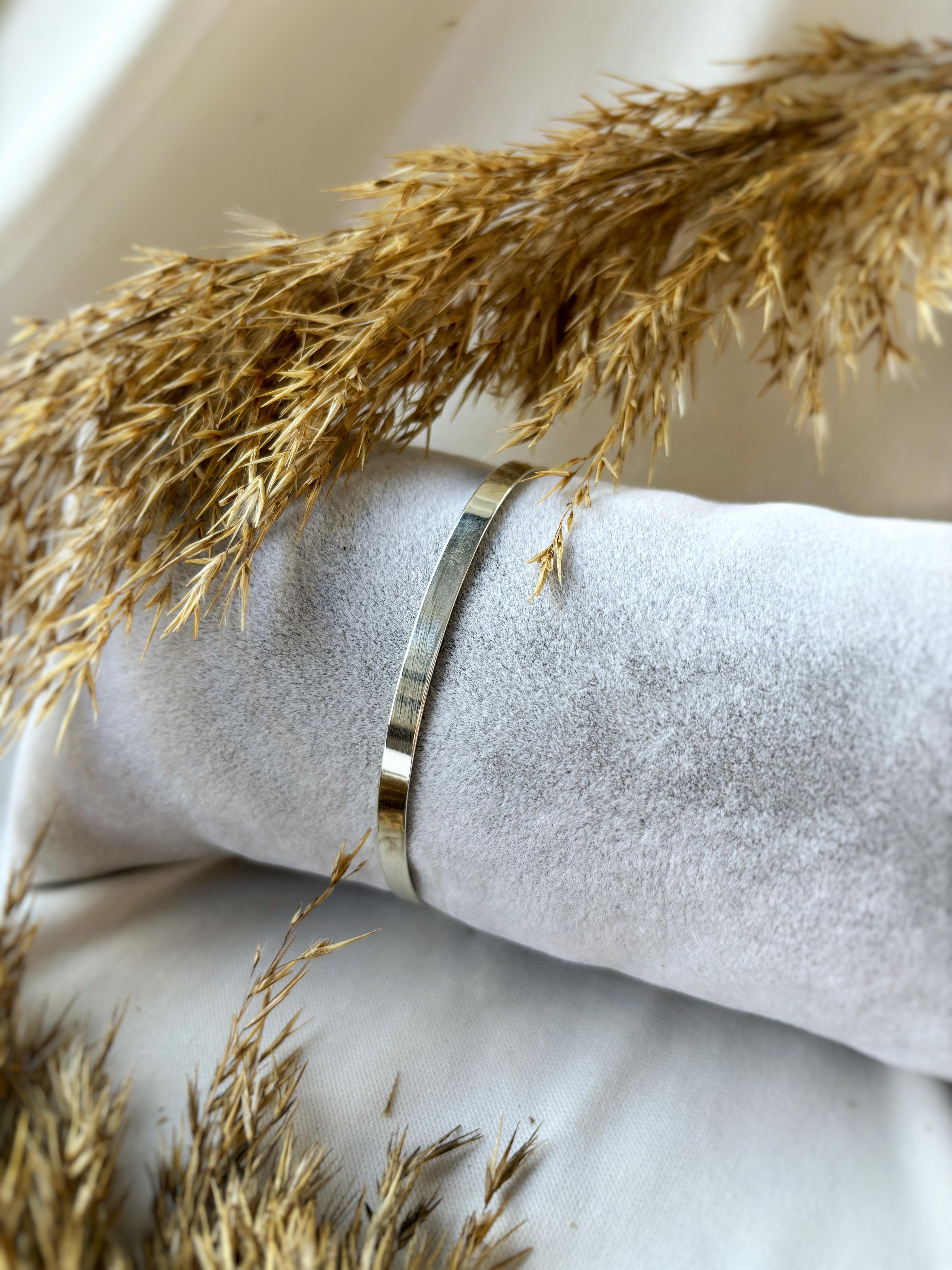 Unisex Basic Gümüş Kelepçe Bileklik