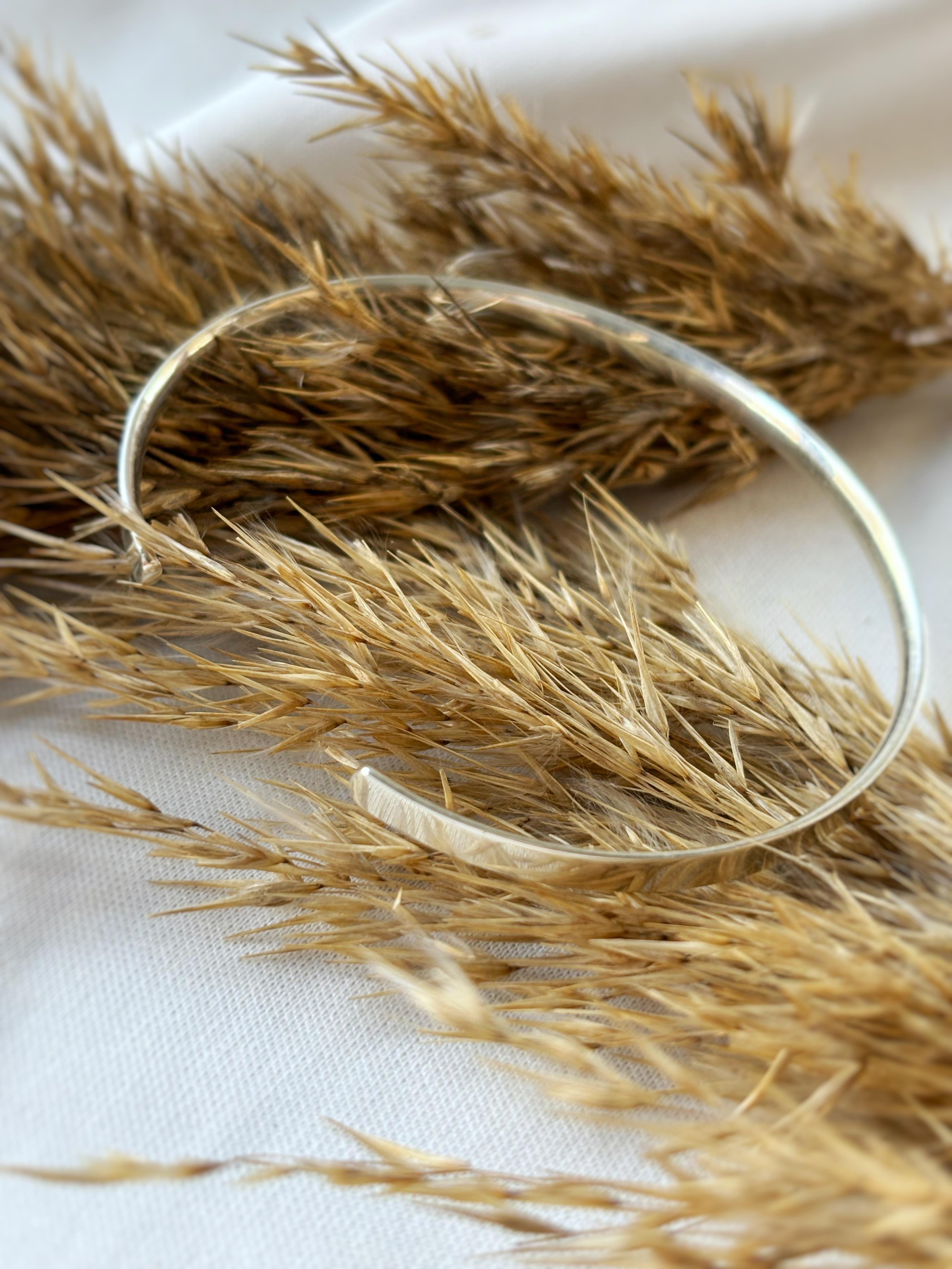 Unisex Basic Gümüş Kelepçe Bileklik