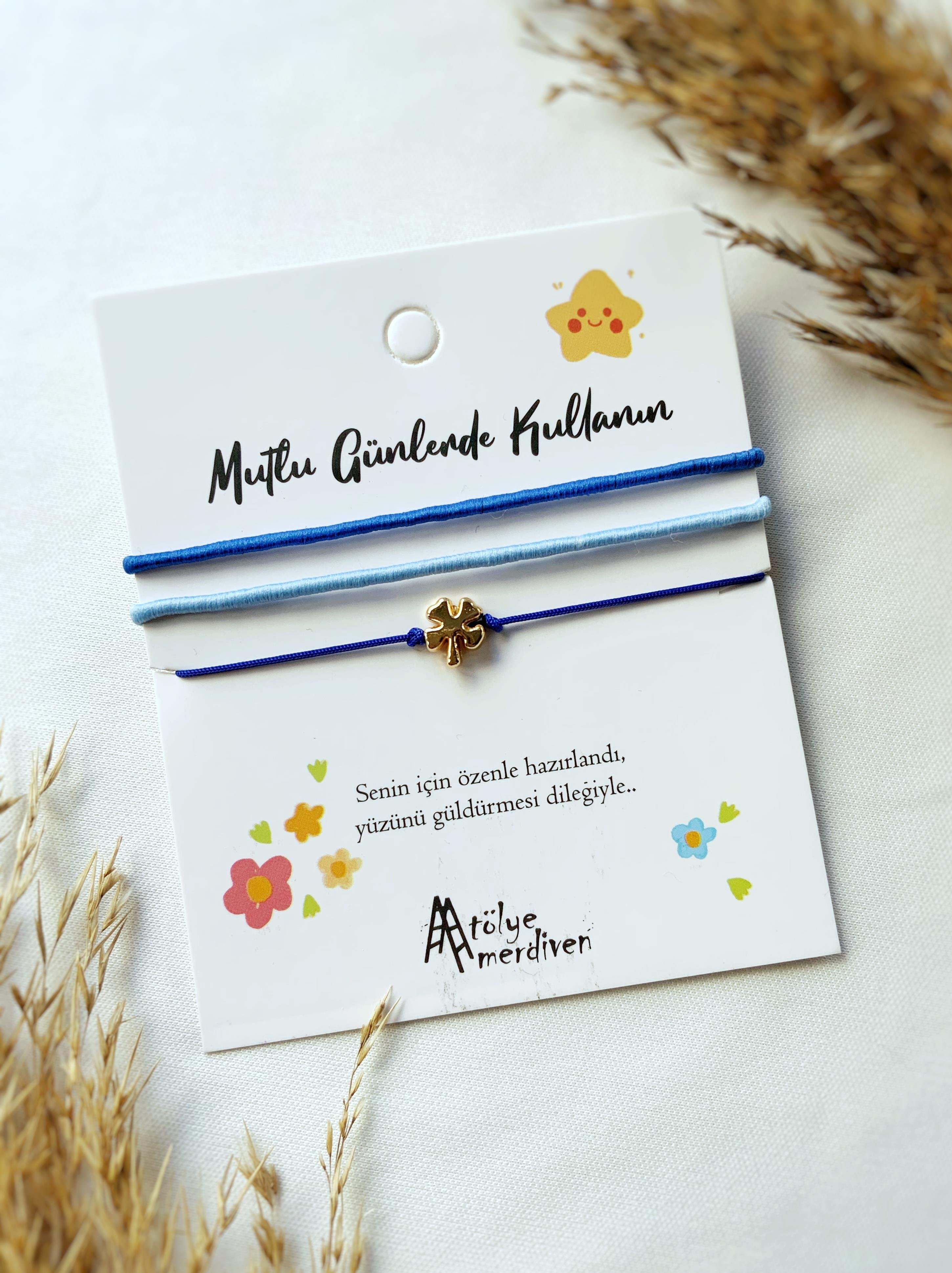 Yonca 3lü Mavi Bileklik seti