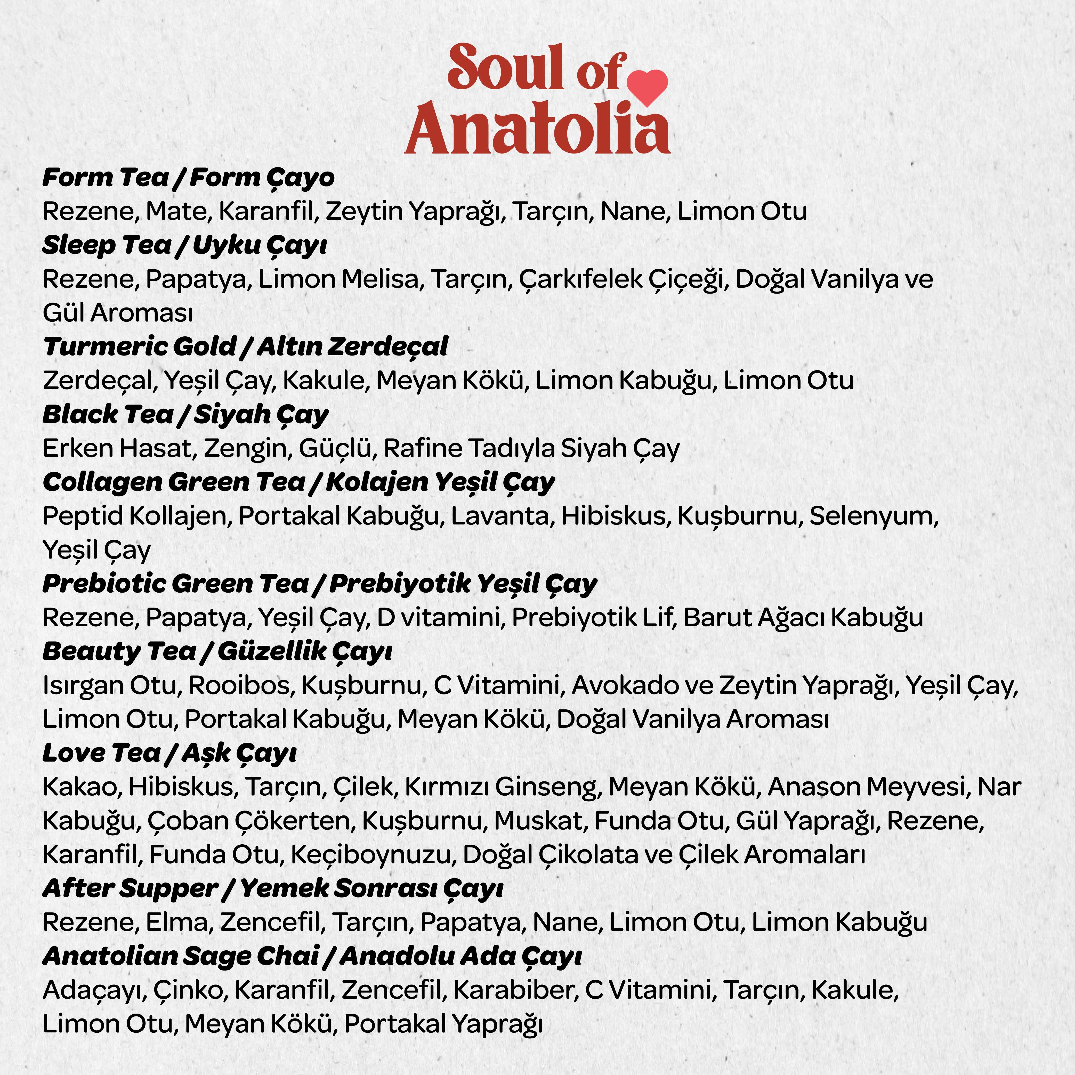 Avantajlı Soul of Anatolia Bitki Çayı Seti 20'li