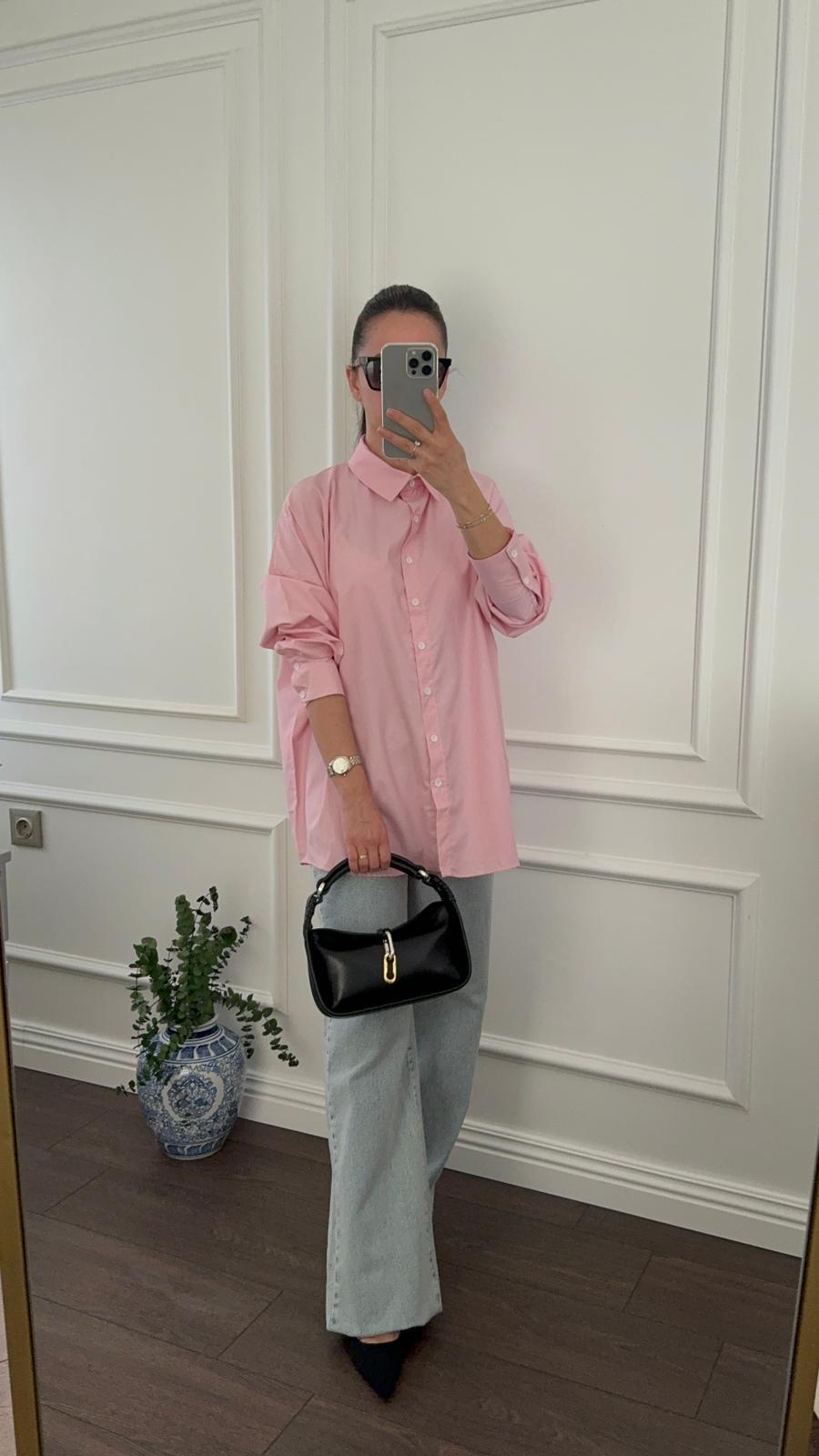 GÖMLEKBüşcePEMBE ÇİZGİLİ GÖLEK
