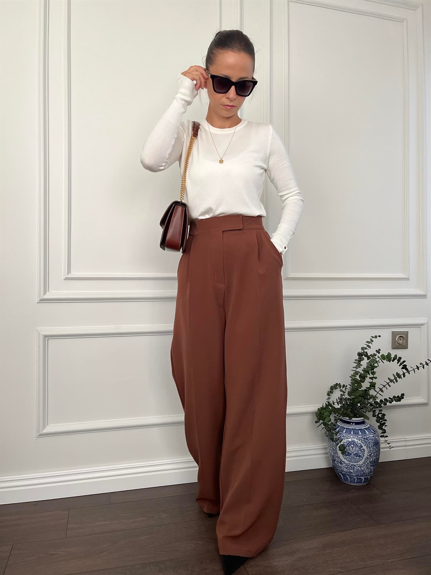KAHVERENGİ BOL KUMAŞ PANTALON