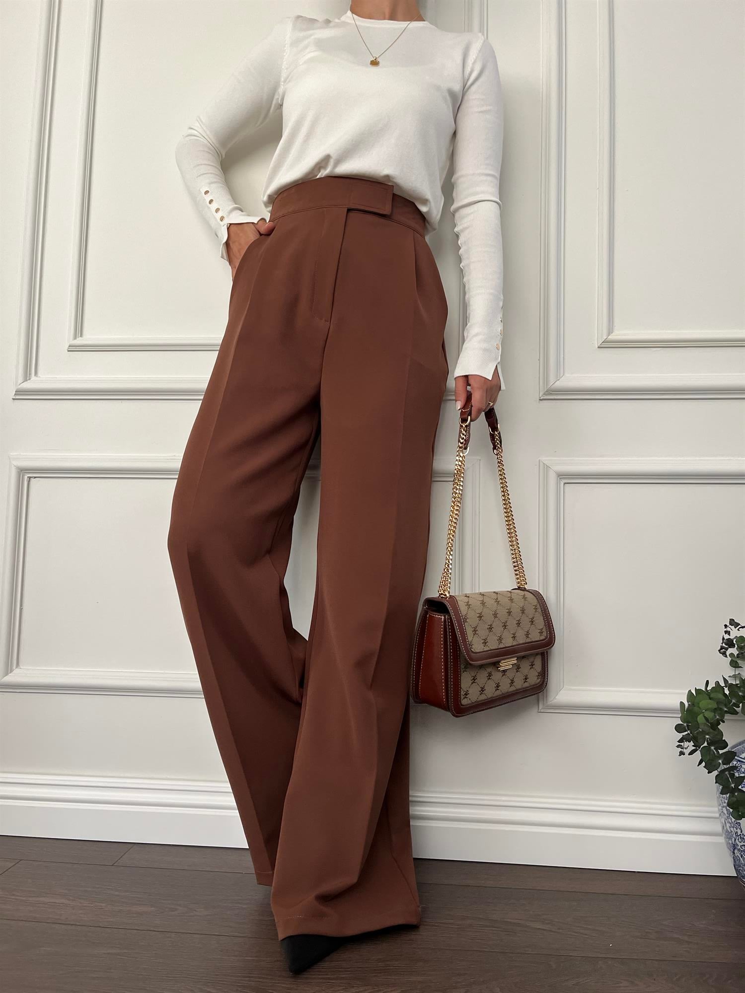 KAHVERENGİ BOL KUMAŞ PANTALON