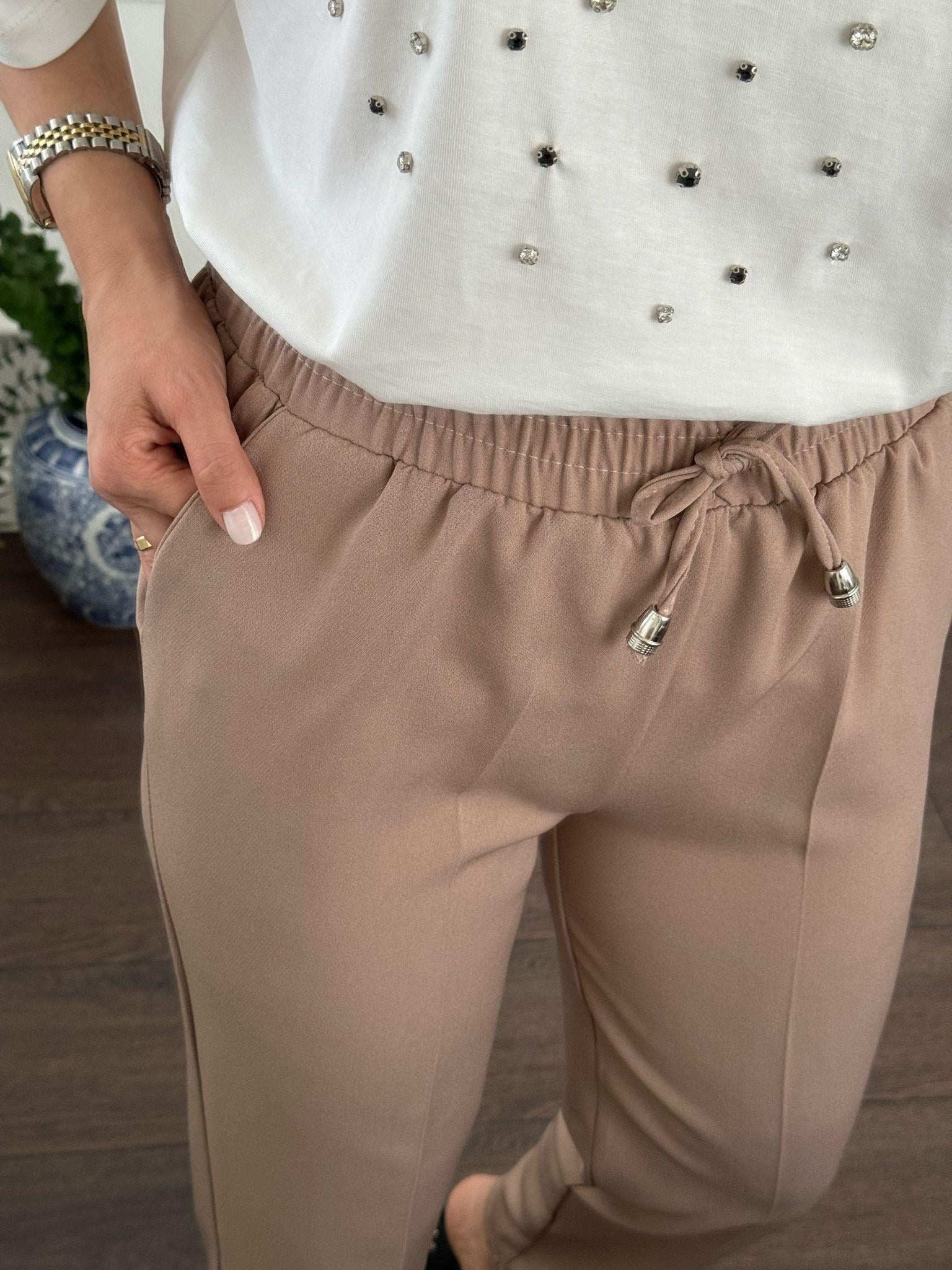 PANTOLONBüşceBELİ İPLİ LASTİKLİ PANTOLON TABA