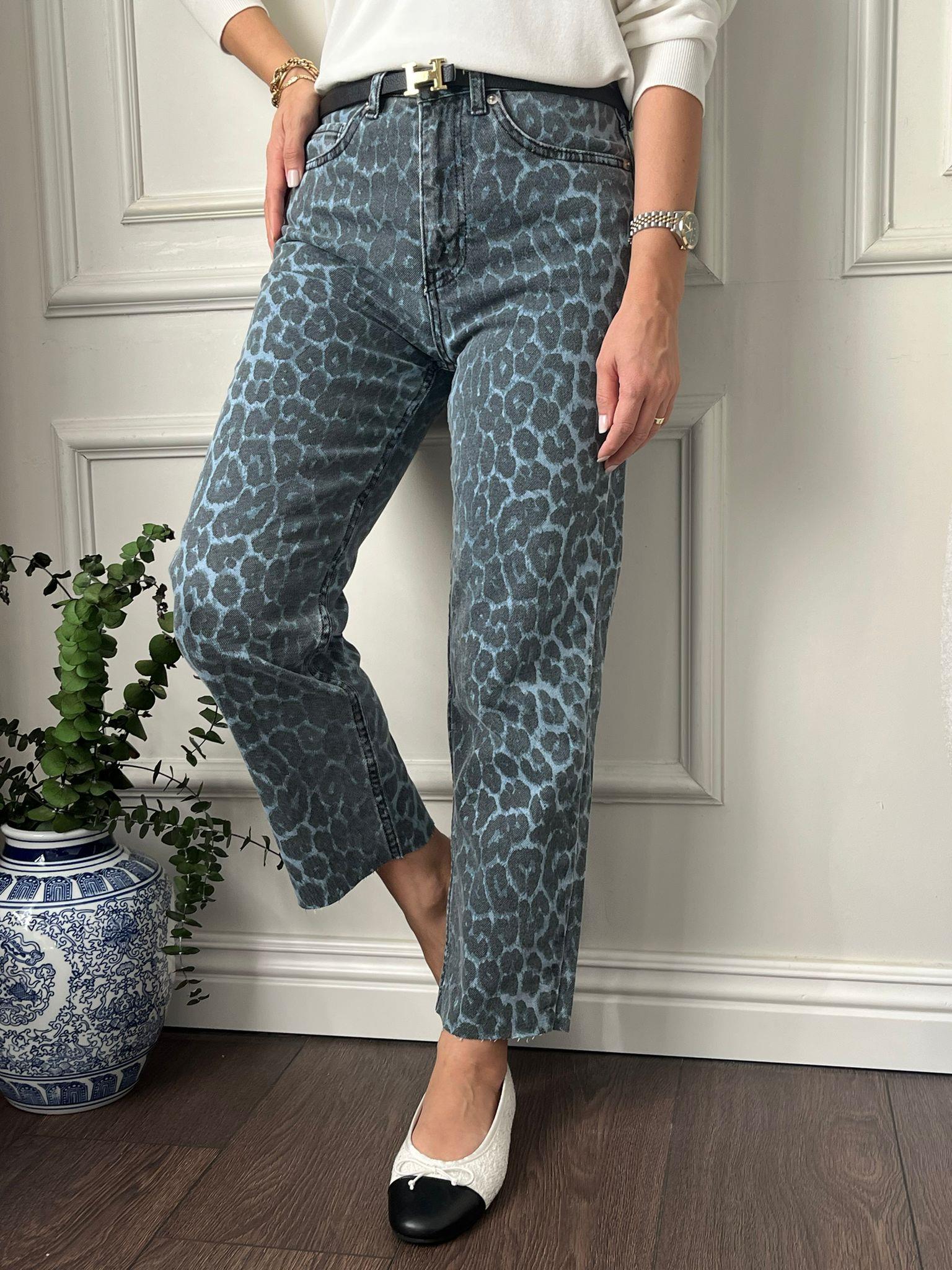 PANTOLONBüşceZR MAVİ LEOPAR DESENLİ DENİM PANTOLON