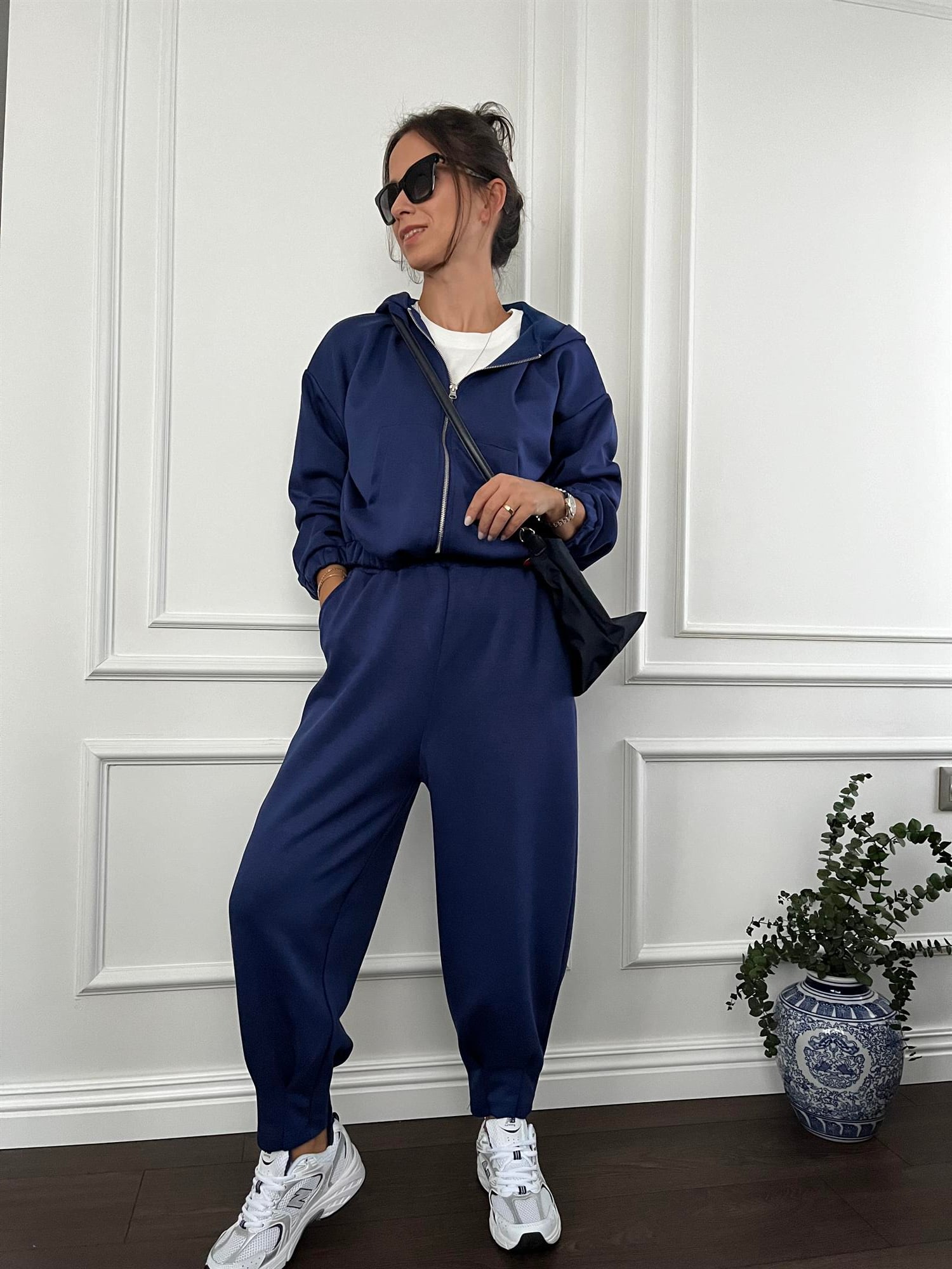 SAKS MAVİ FERMUARLI SWEAT TAKIM