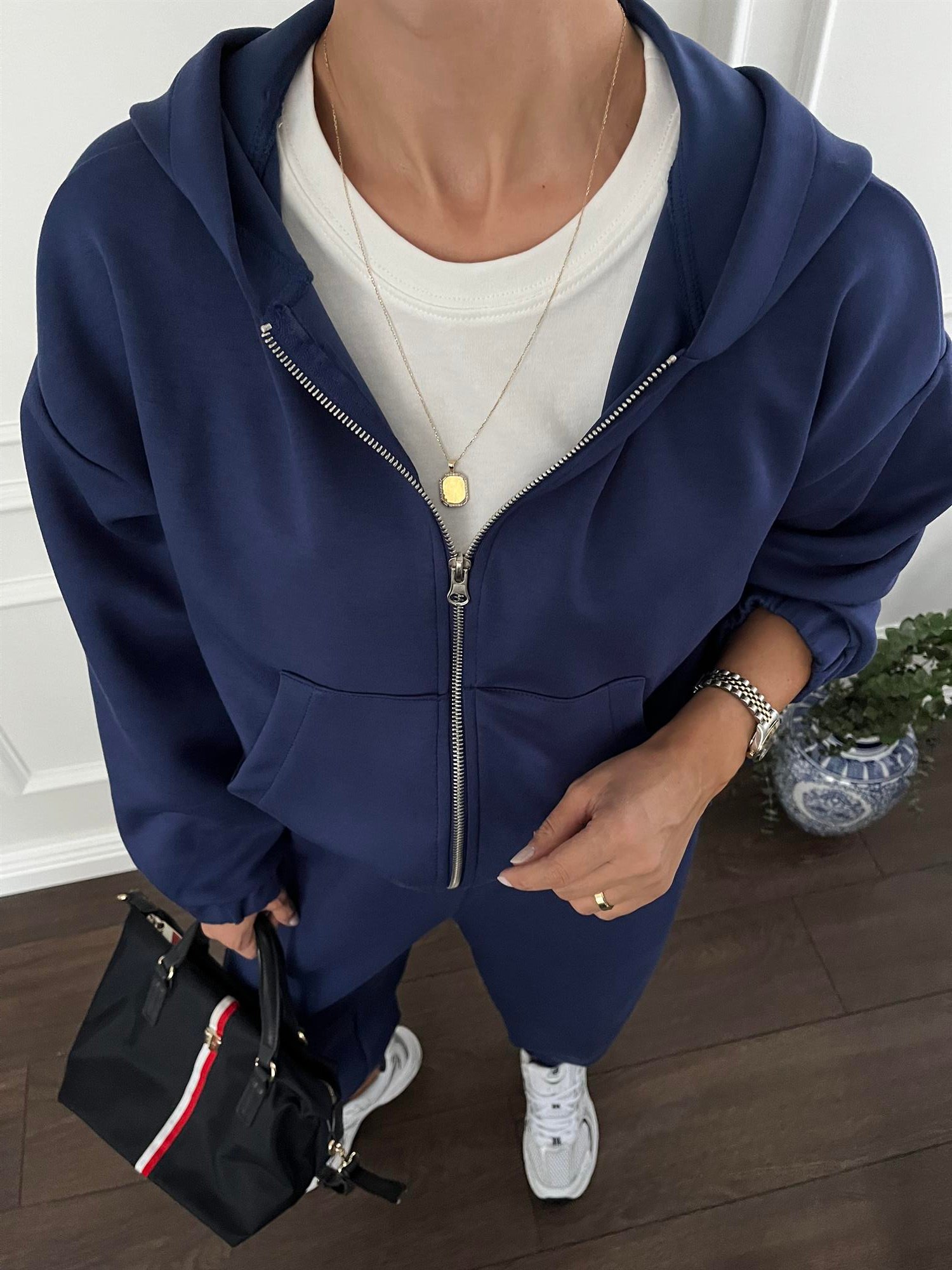 SAKS MAVİ FERMUARLI SWEAT TAKIM