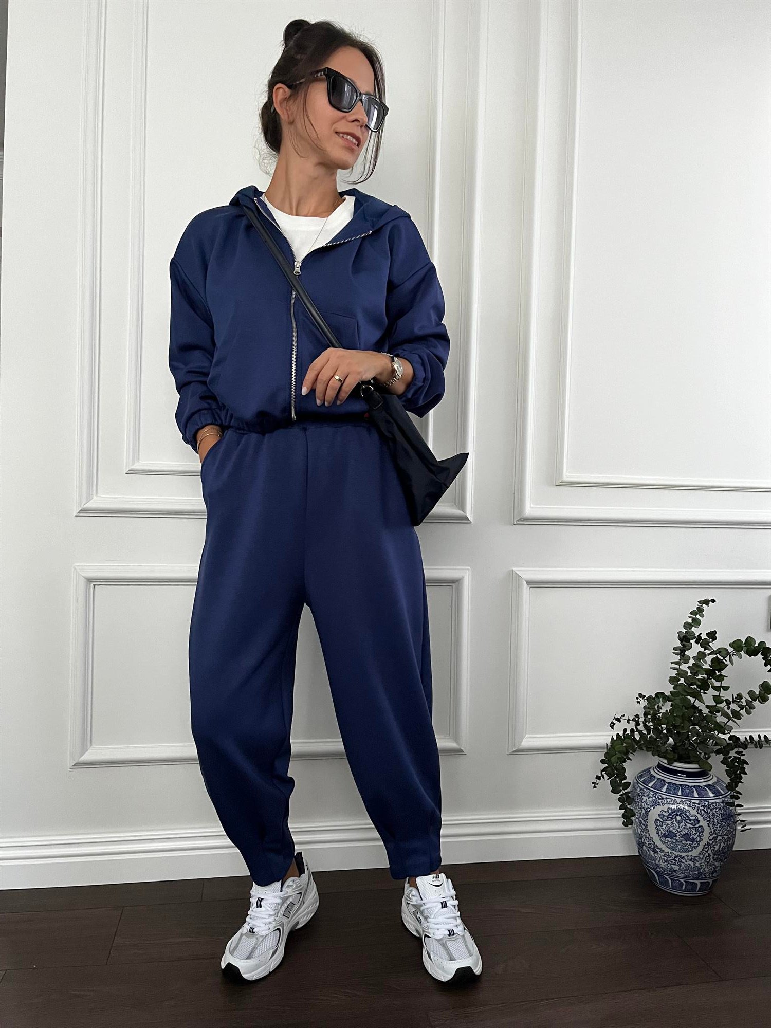 SAKS MAVİ FERMUARLI SWEAT TAKIM