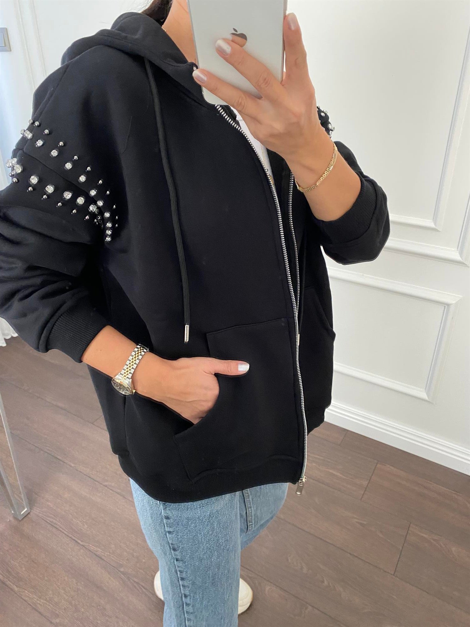 SWEAT TAŞLI SİYAH