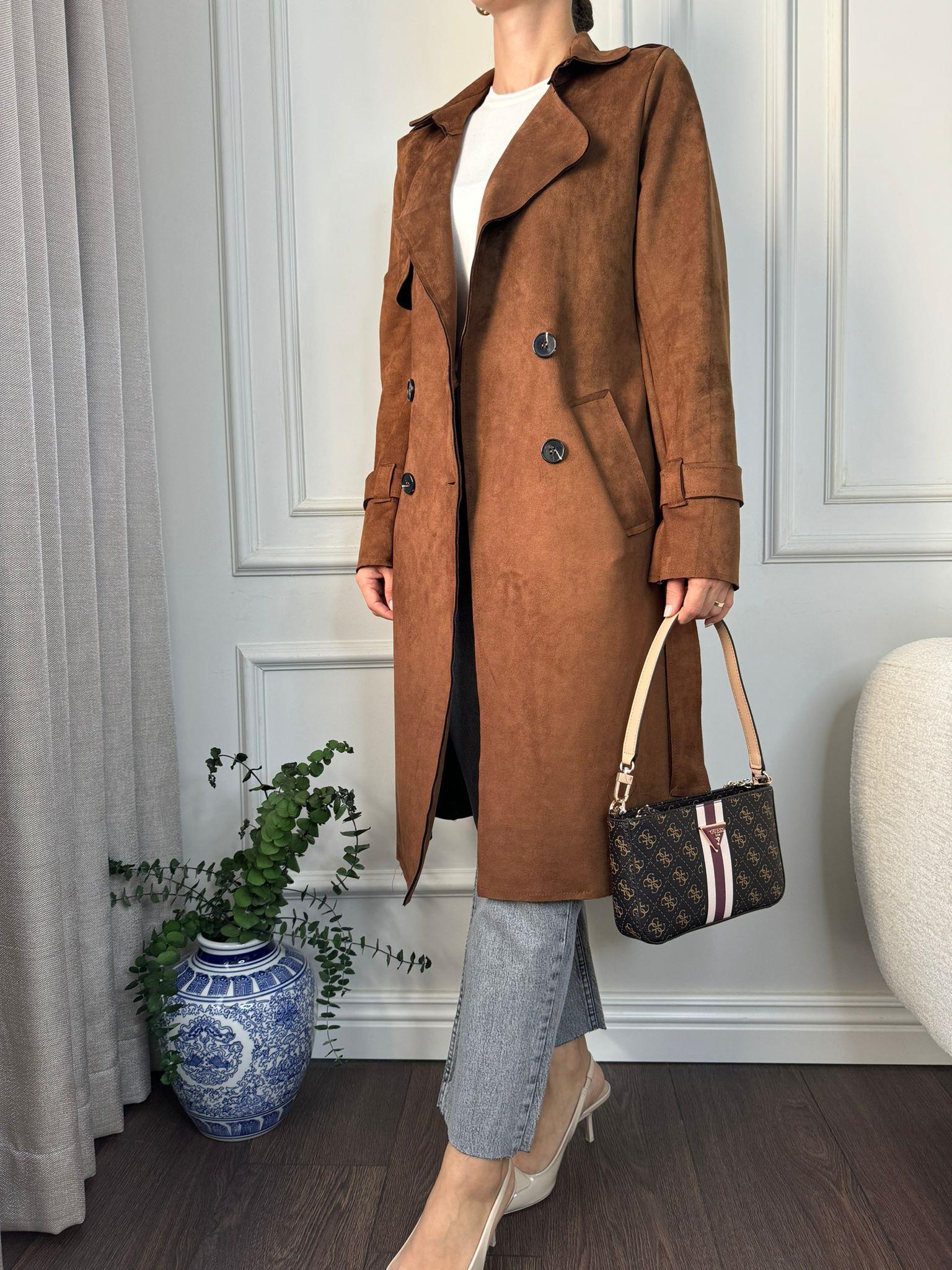 TRENCKOTBüşceSÜET TRENCKOT TABA