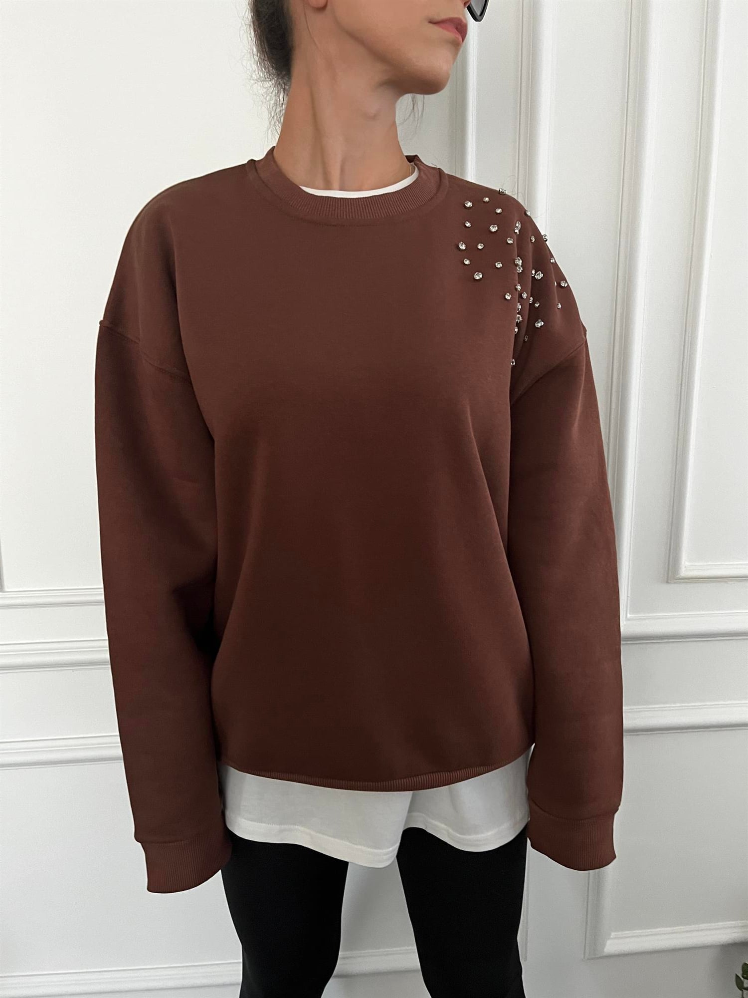 ZR KAHVERENGİ TAŞLI SWEAT