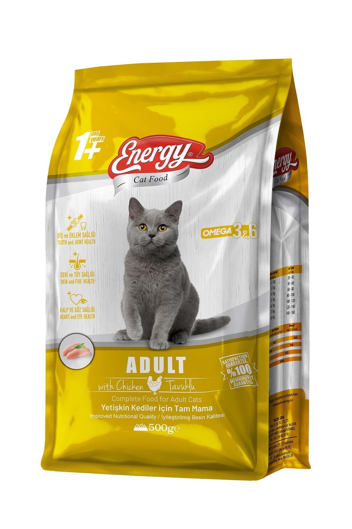 ENERGY TAVUKLU YETİŞKİN KEDİ MAMASI 500 GRAM 6 ADET