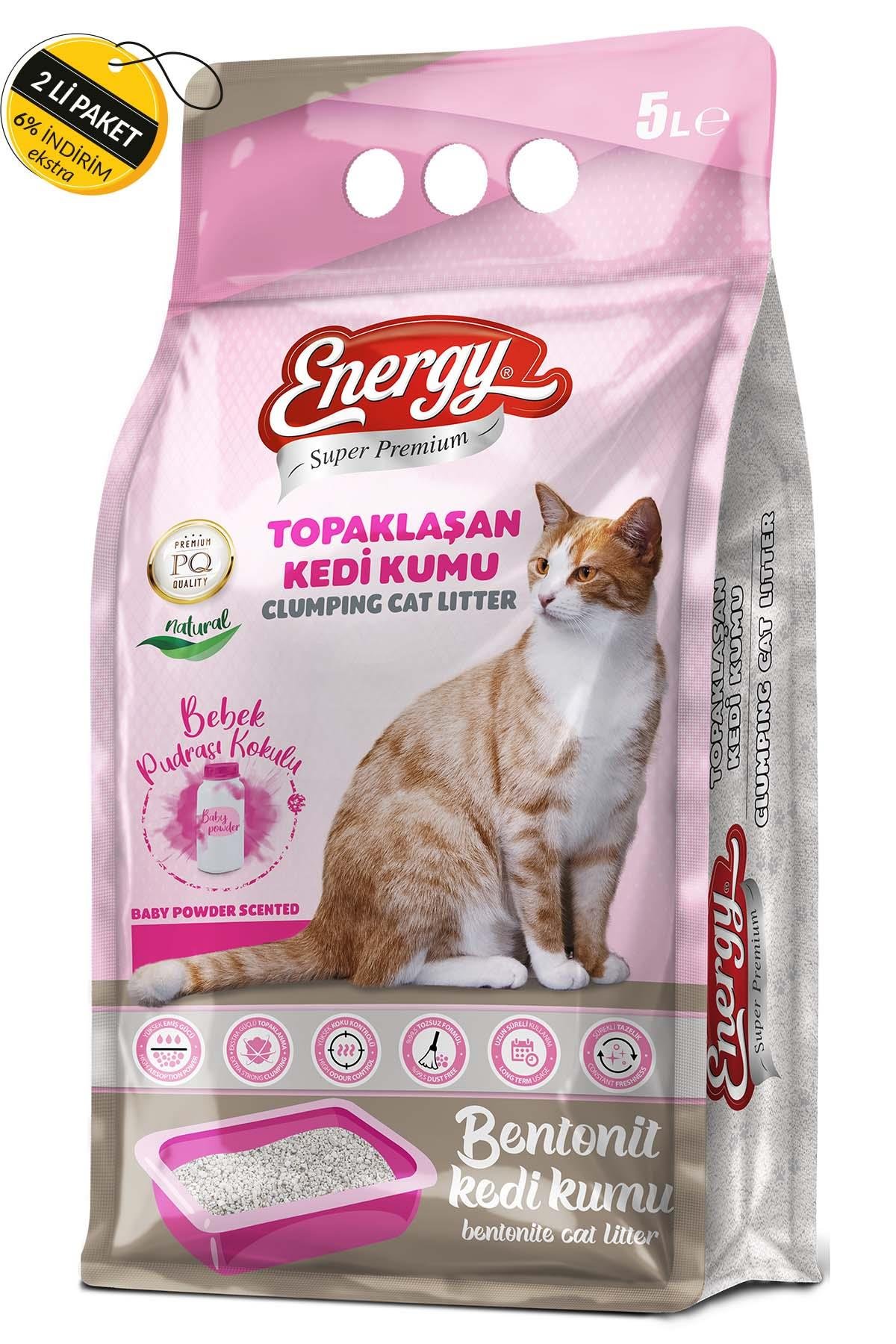 Energy Bentonit Kedi Kumu Pudra Kokulu 5 Lt Özel Koli (2 Adet)