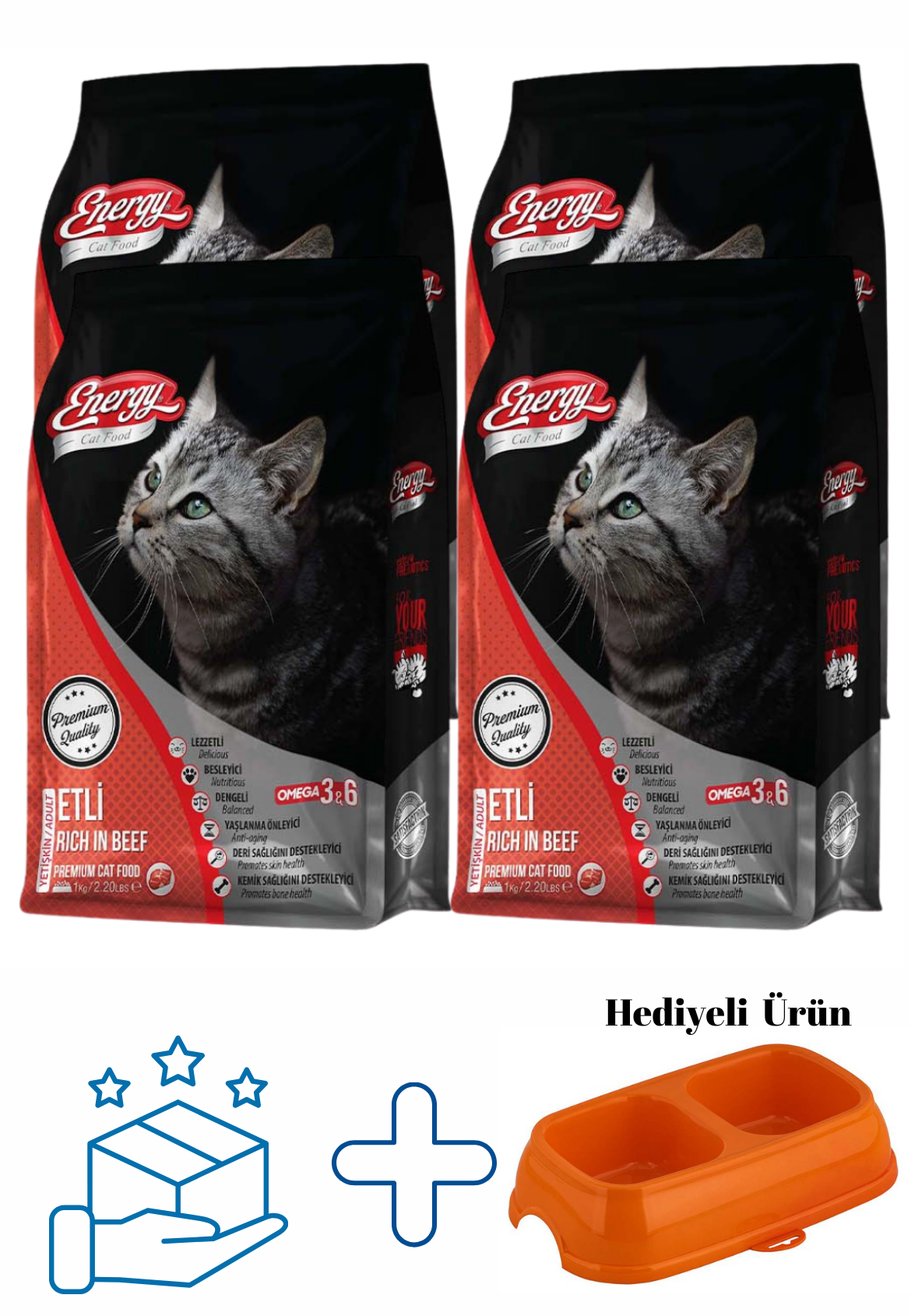 Sığır Etli Yetişkin Kedi Maması 1 Kg - 4 Adet