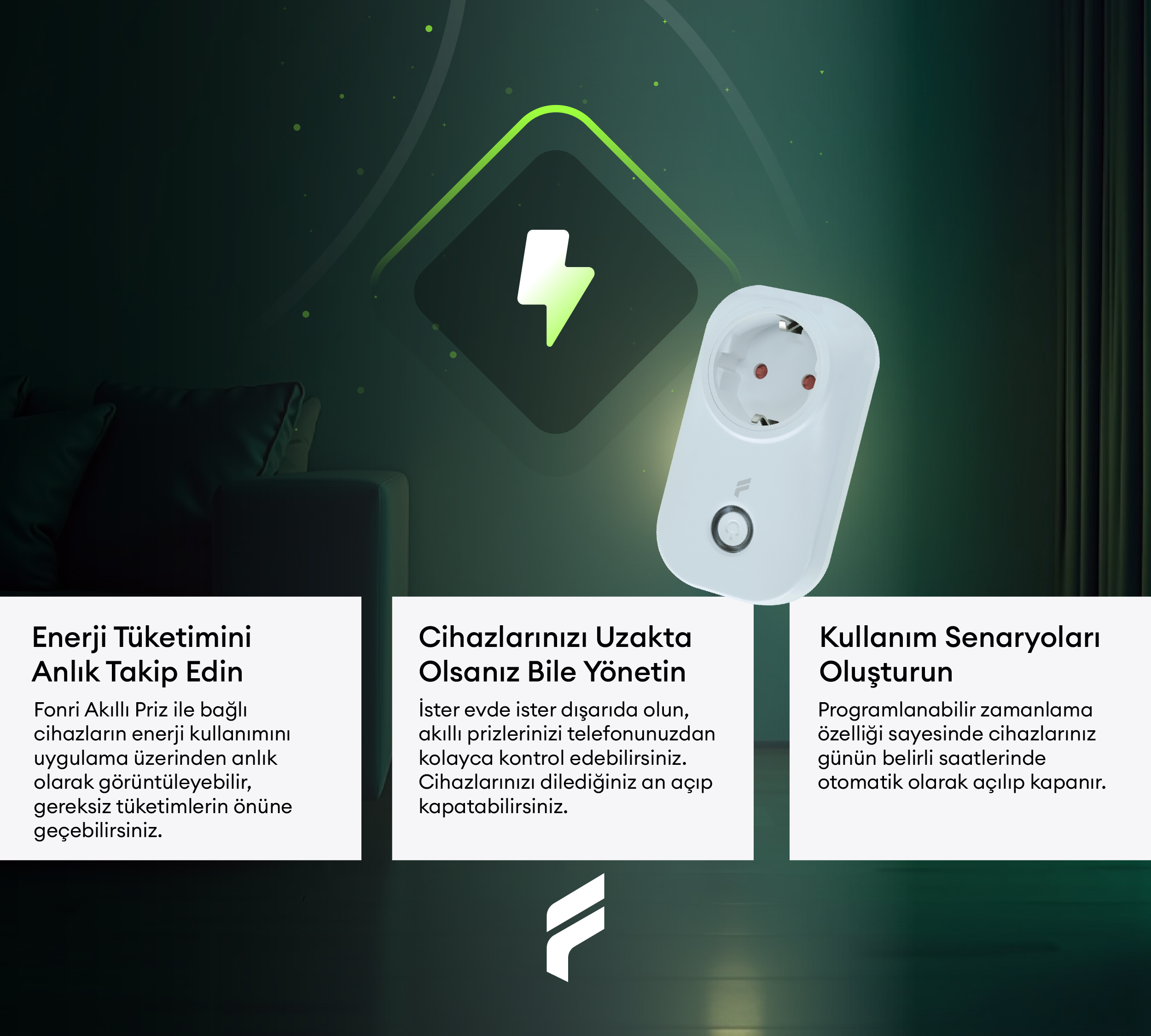 Akıllı Akım Korumalı Priz 4'lü Set (16 AMPER), Wifi, Uzaktan Kontrol, Enerji Tüketim Takibi
