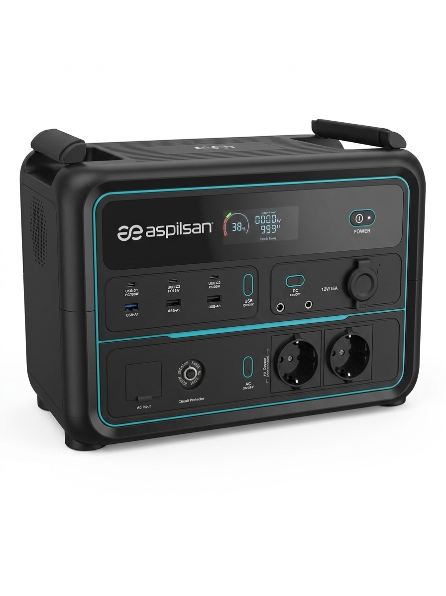 Aspilsan 1200W Taşınabilir Enerji Depolama Sistemi