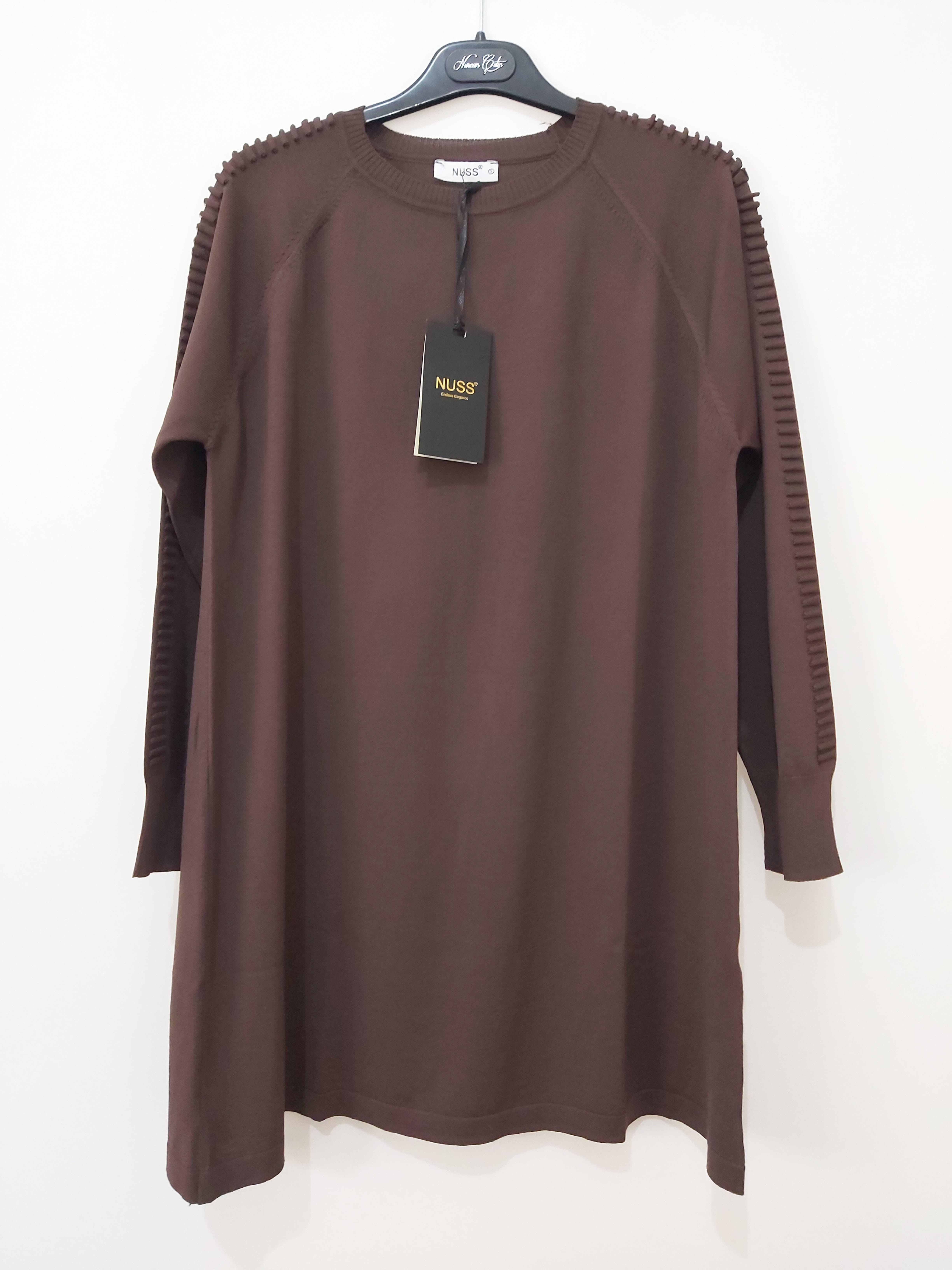 NussNUSS MERSERİZE KOLLARI PITPIT DETAYLI TUNİK KAHVERENGİ NS-24K-928TNKNS-24K-928TNKSetr-i Şah Butik