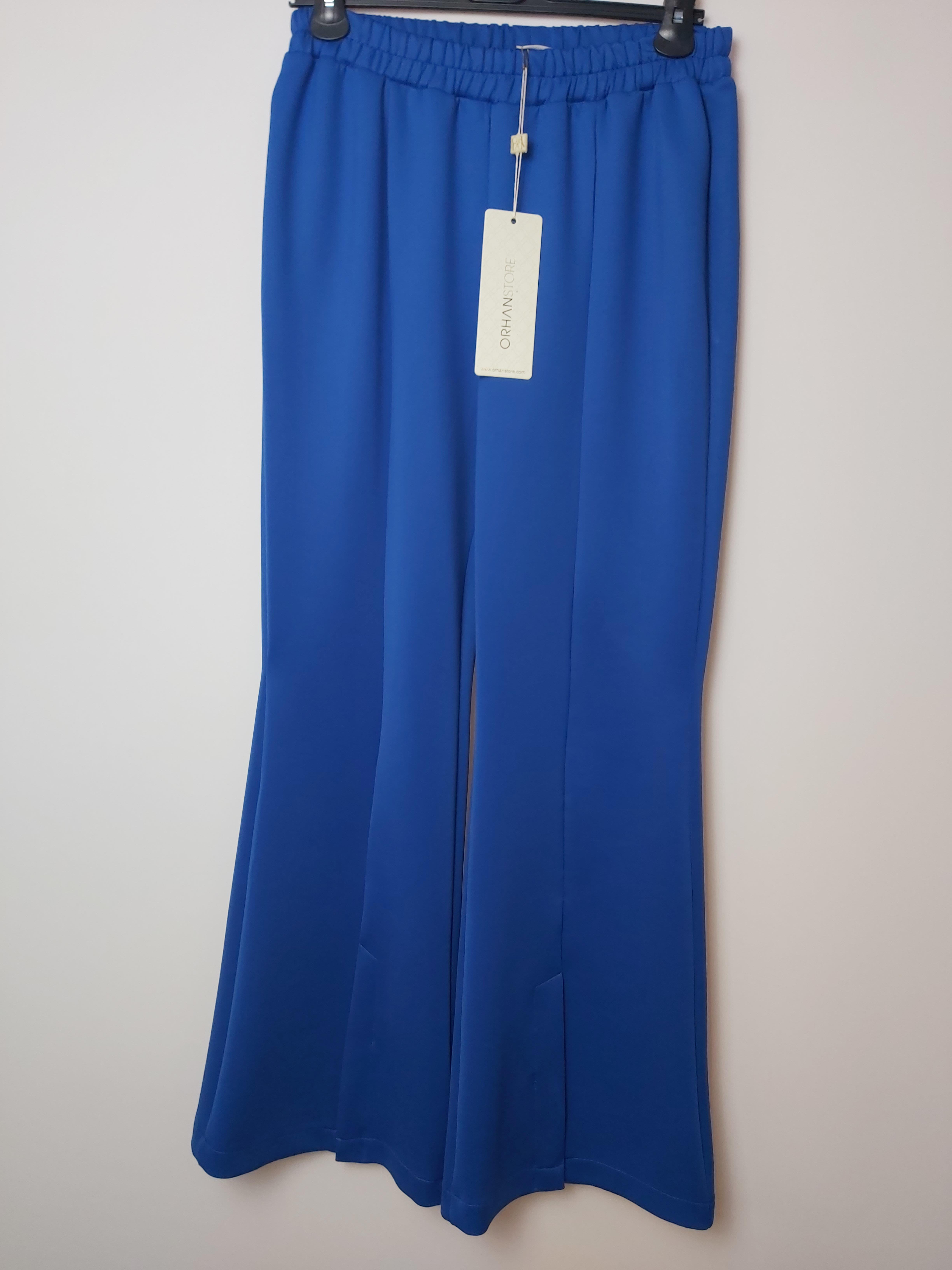 ORHAN STORE İSPANYOL PAÇA YIRTMAÇLI SCUBA PANTOLON SAKS 1043