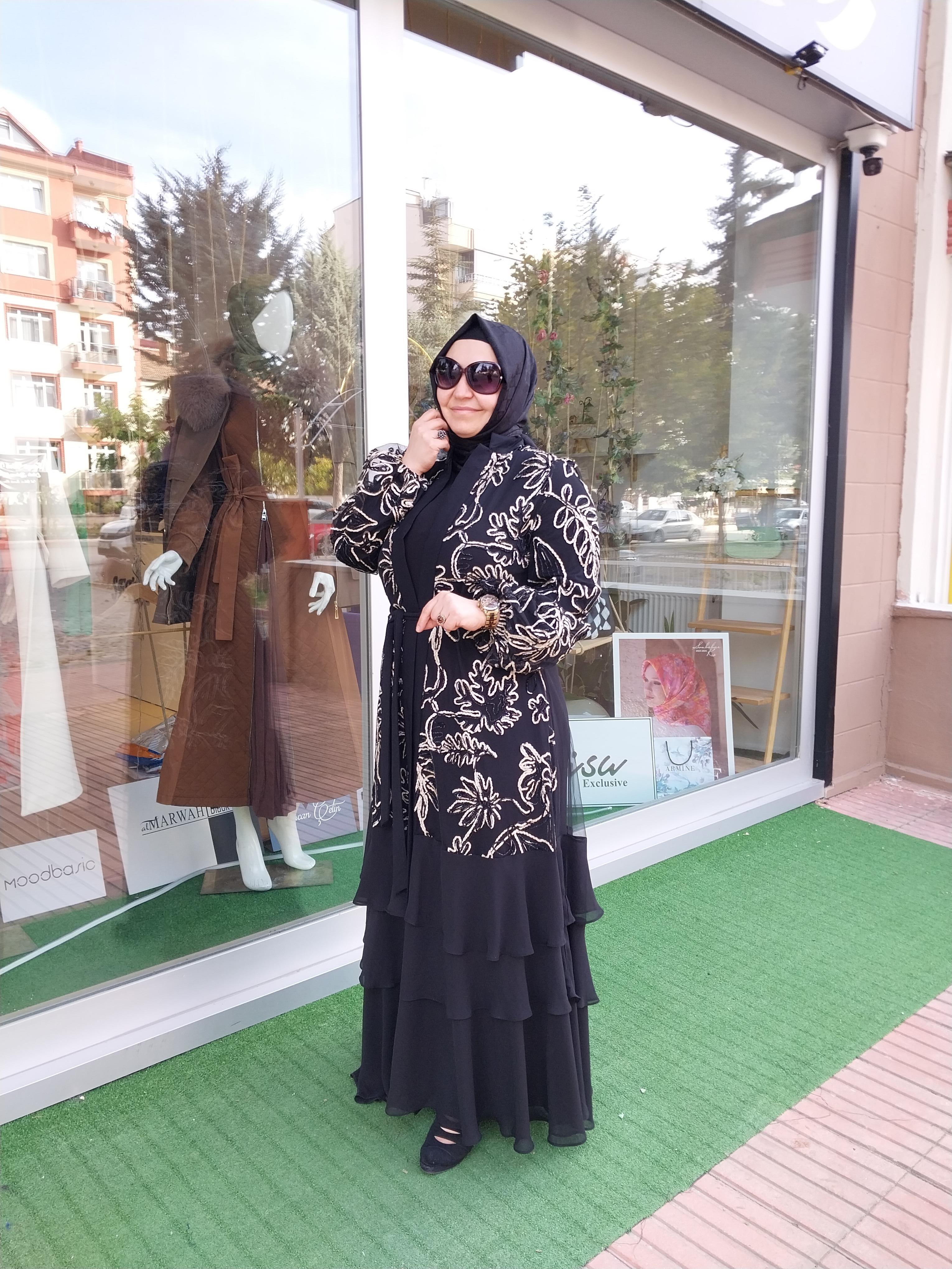 ORHAN STORE İKİLİ TAKIM ABAYA SİYAH GOLD 1495