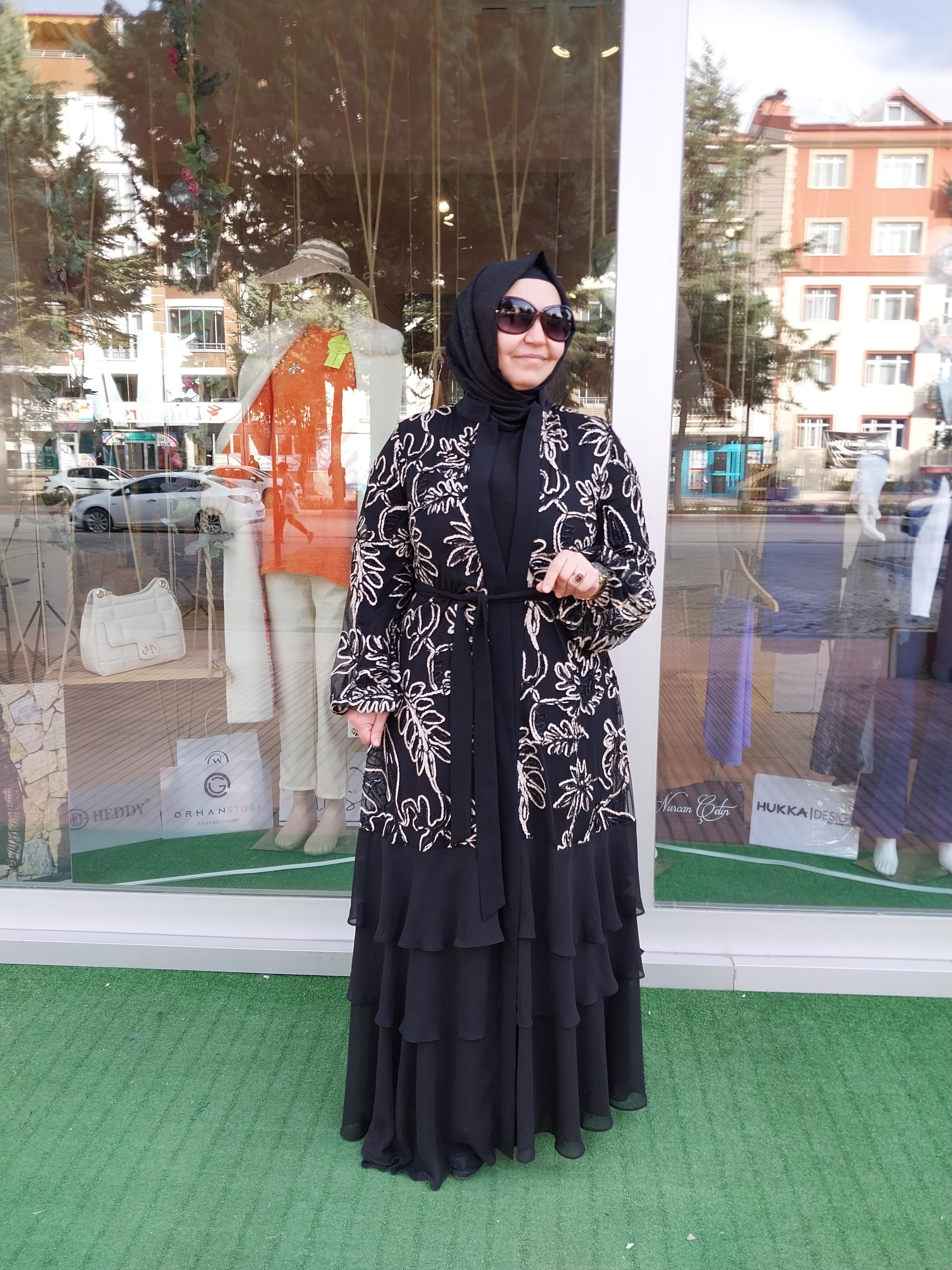 ORHAN STORE İKİLİ TAKIM ABAYA SİYAH GOLD 1495