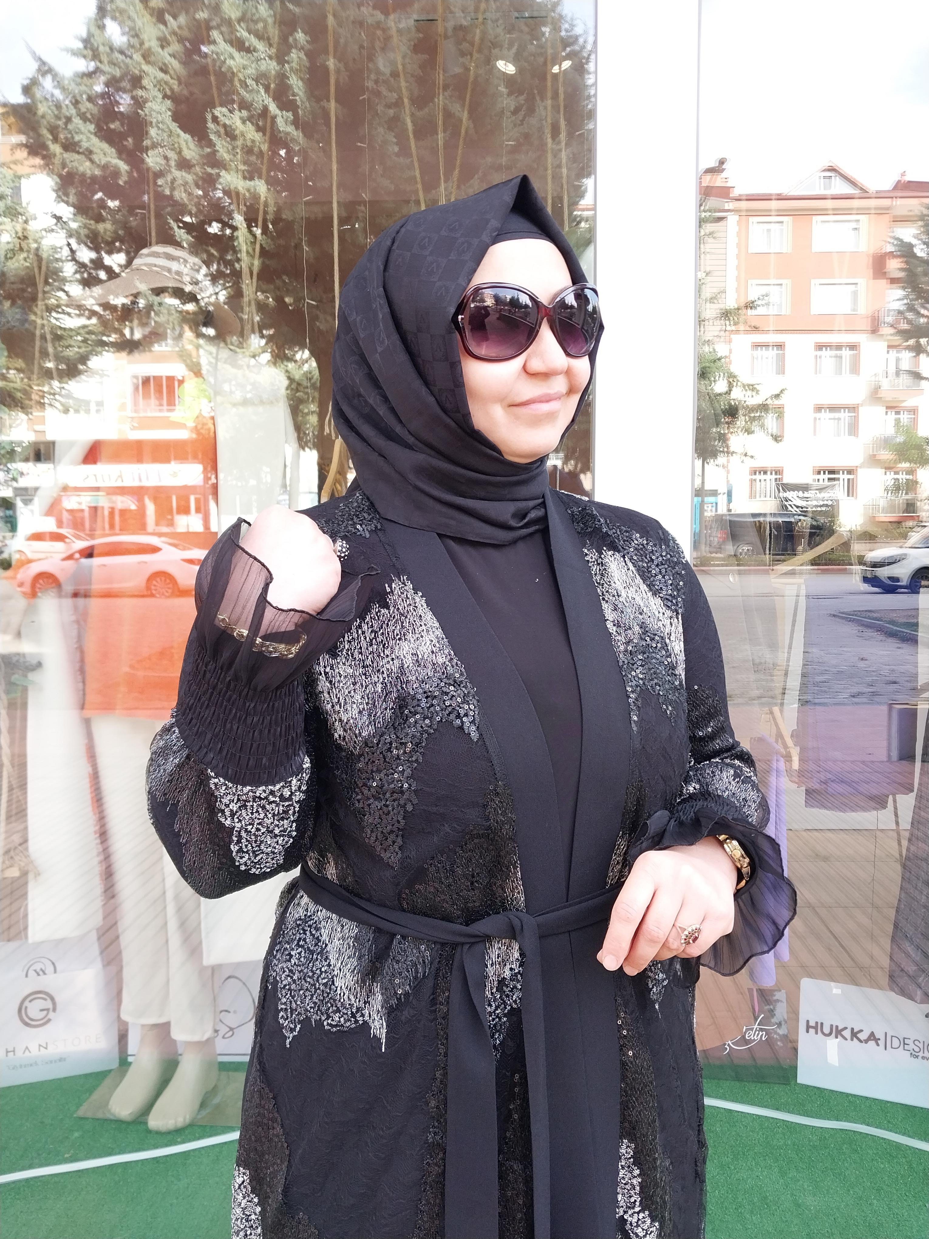 ORHAN STORE İKİLİ TAKIM ABAYA SİYAH GÜMÜŞ 1785