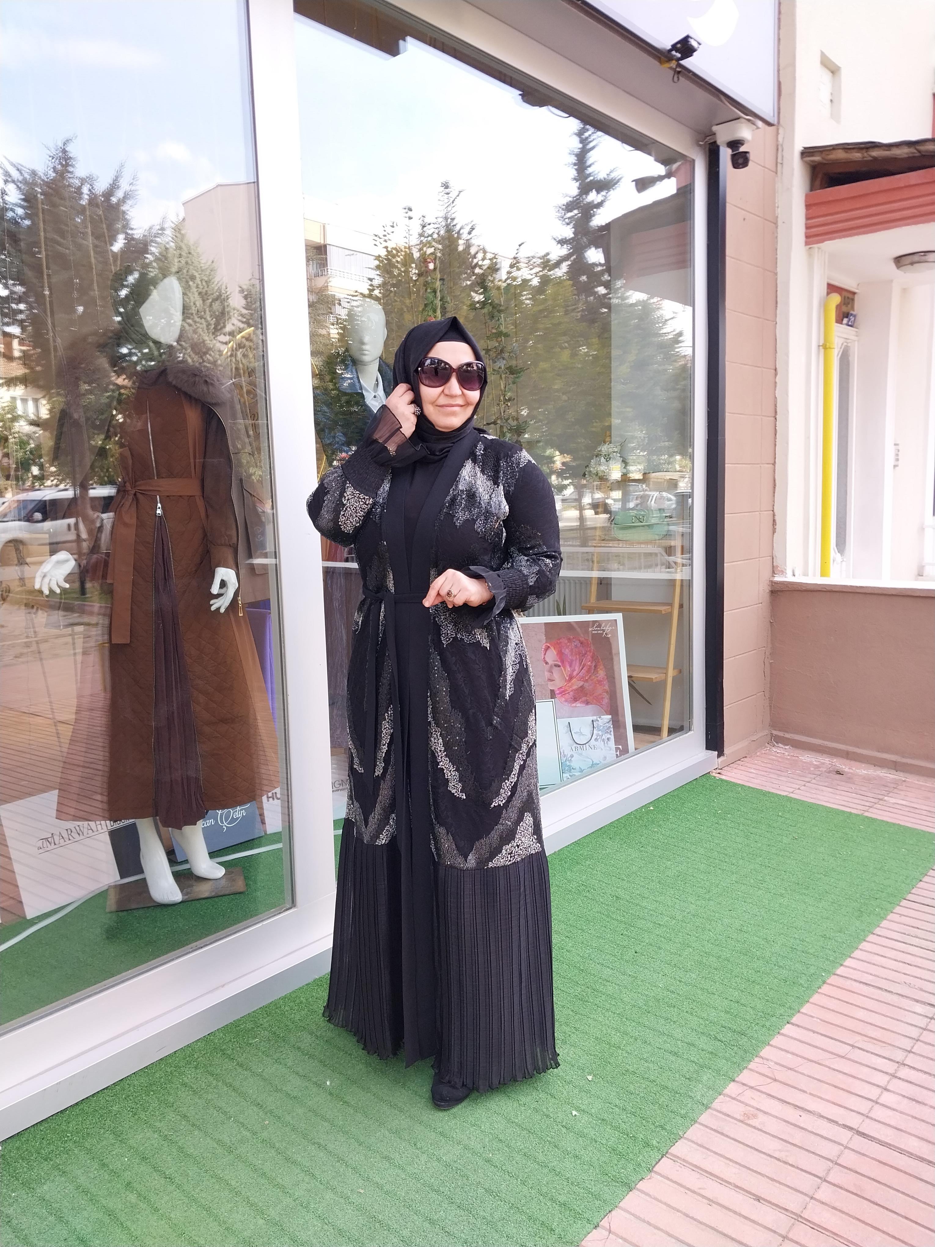 ORHAN STORE İKİLİ TAKIM ABAYA SİYAH GÜMÜŞ 1785