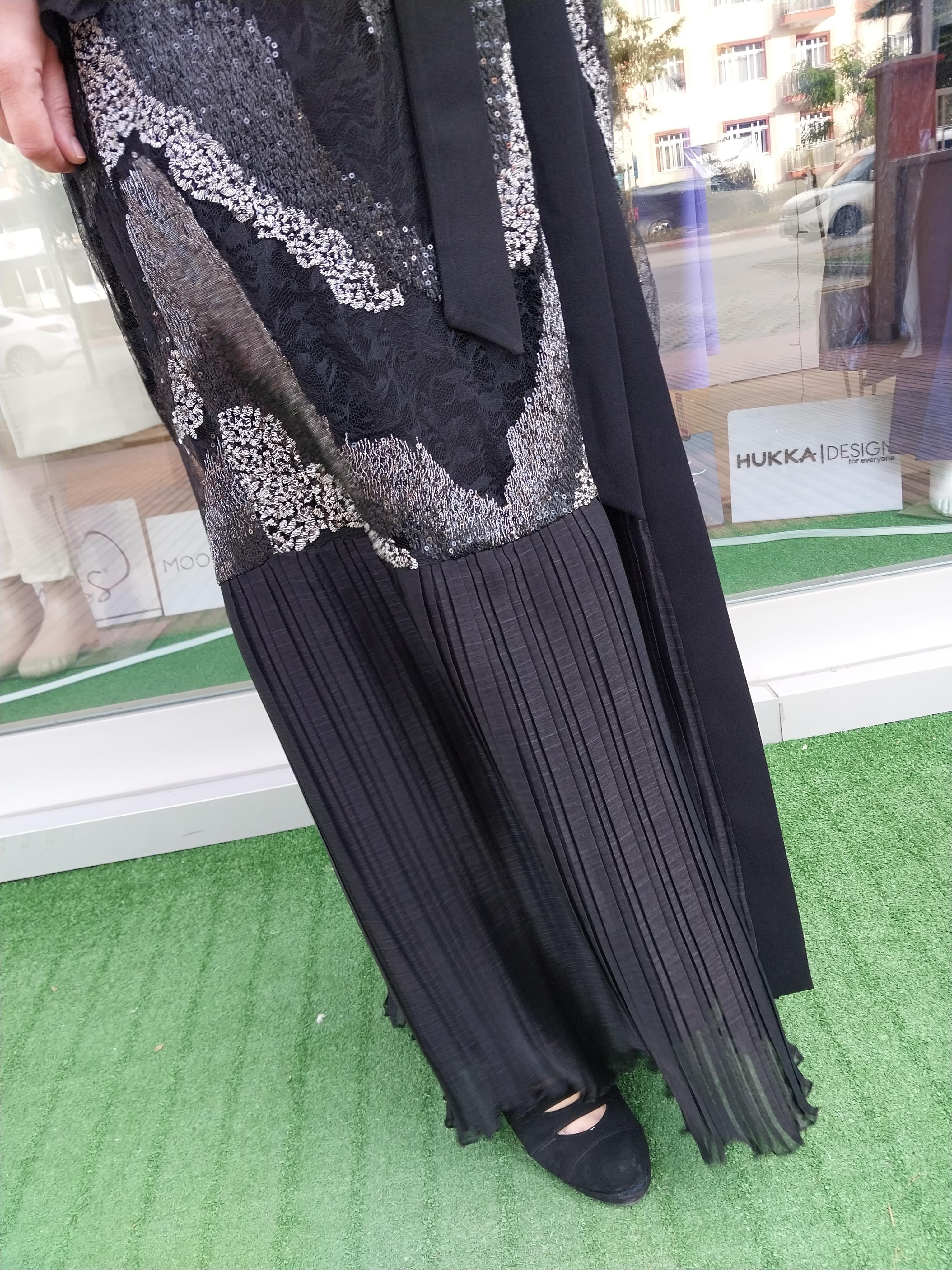 ORHAN STORE İKİLİ TAKIM ABAYA SİYAH GÜMÜŞ 1785