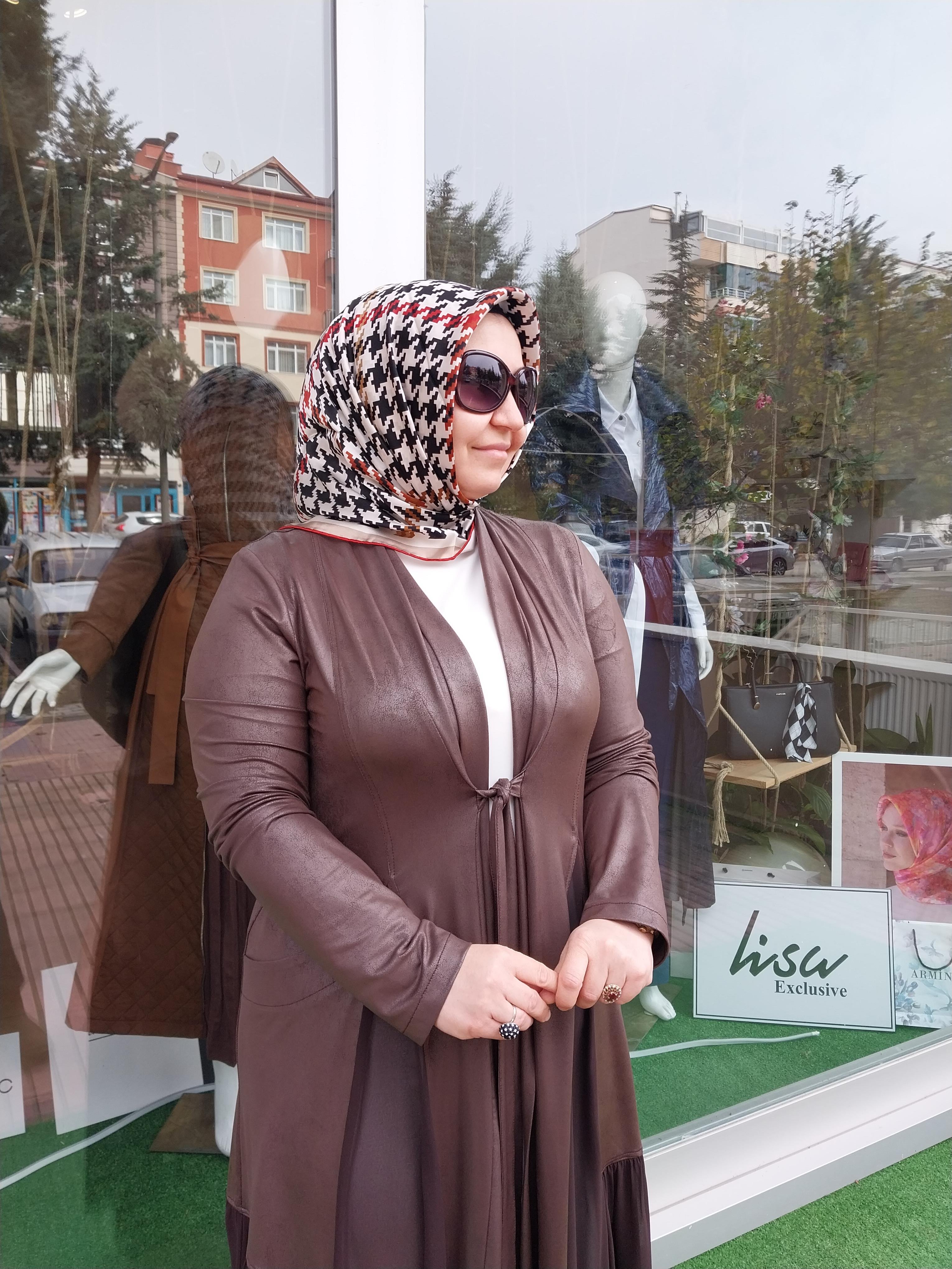 NURCAN ÇETİN CEPLİ KUŞAKLI ŞIK FERACE KAHVERENGİ 24248