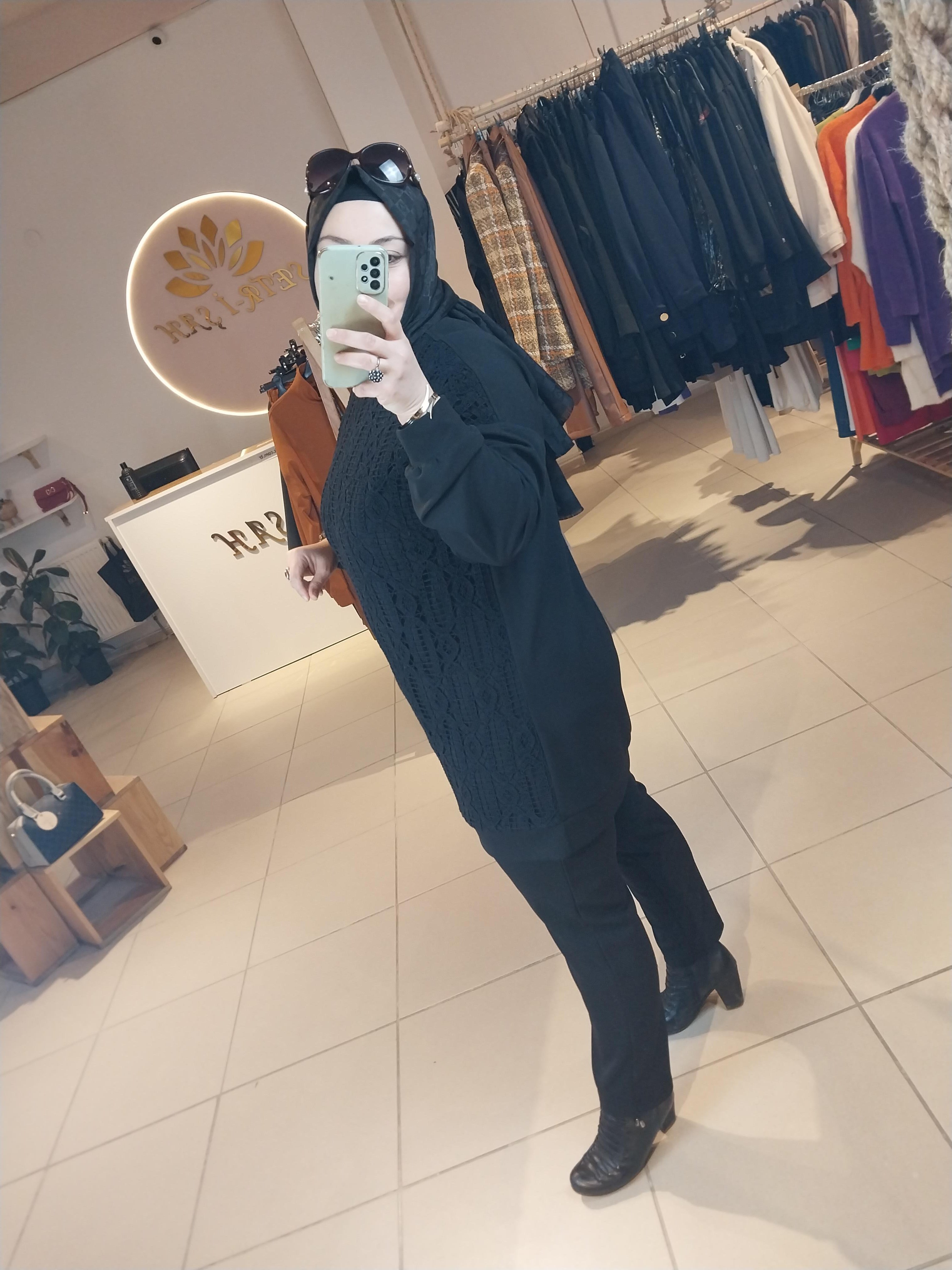 NURCAN ÇETİN DANTEL DETAYLI PANTOLONLU TAKIM SİYAH 24403