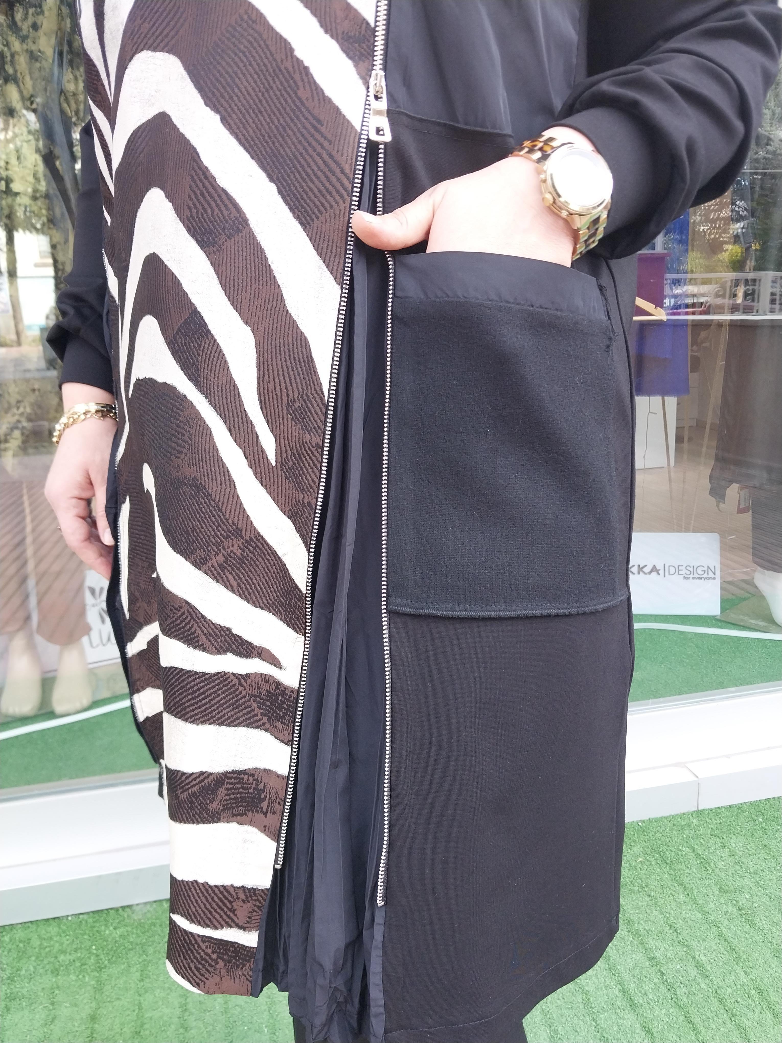 MİSSWHENCE ZEBRA DESENLİ TUNİK SİYAH 34037