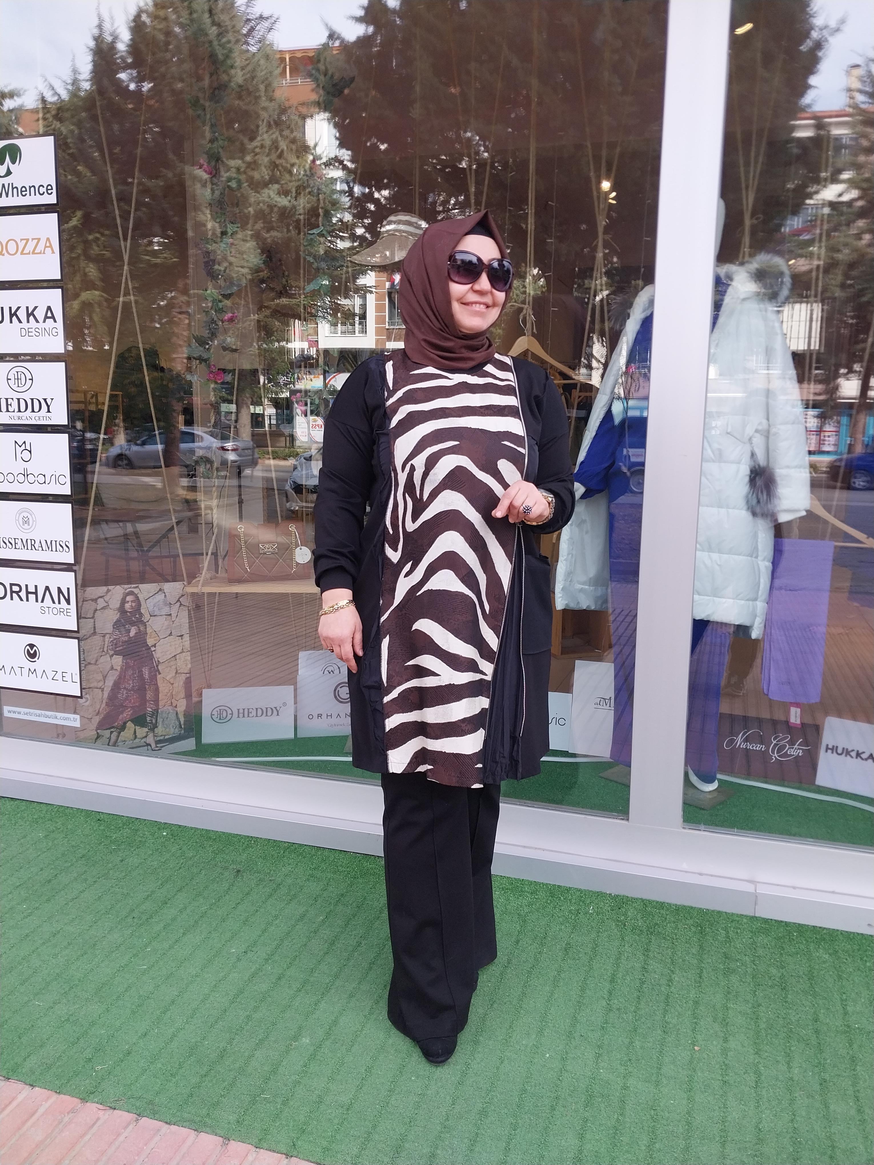 MİSSWHENCE ZEBRA DESENLİ TUNİK SİYAH 34037