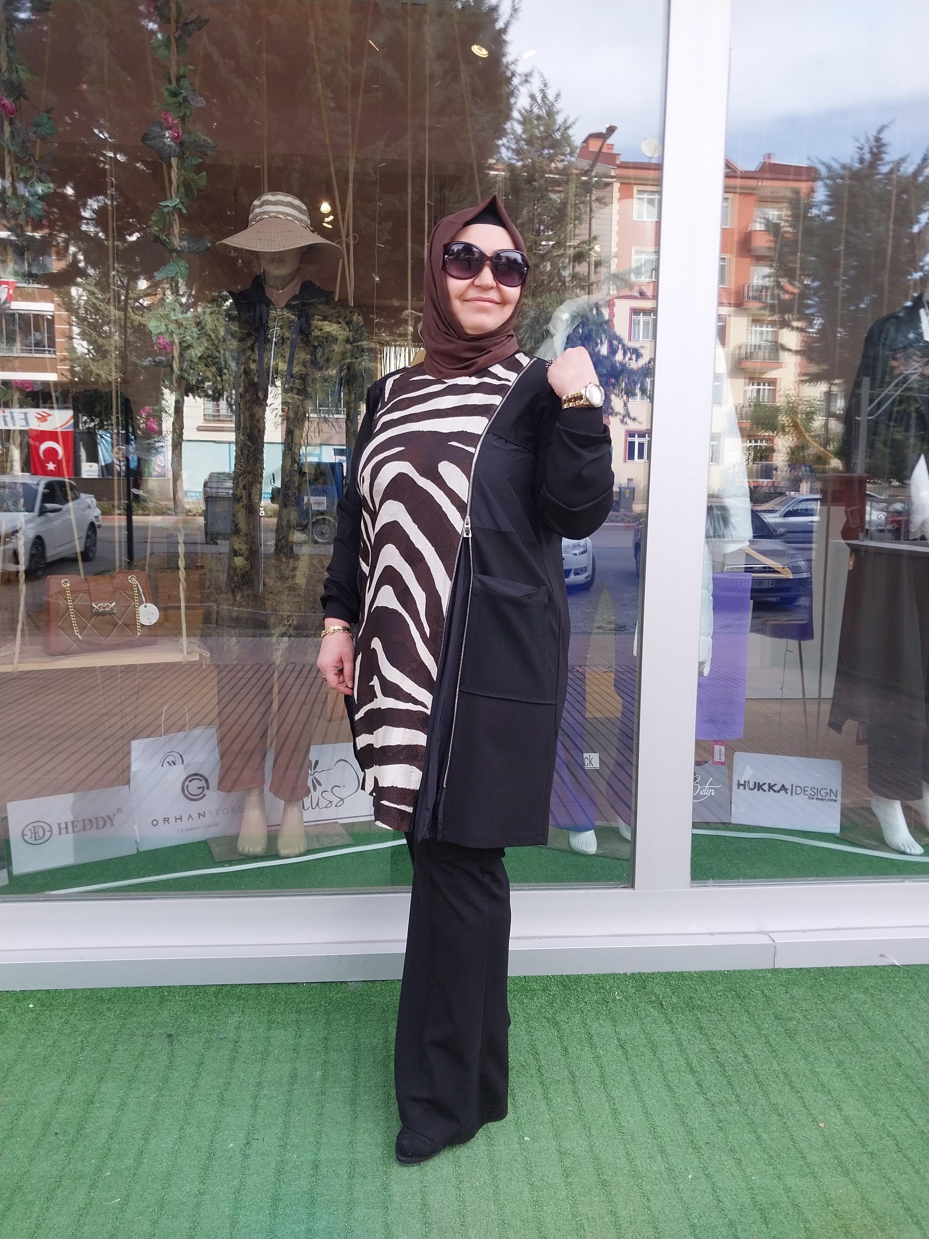 MİSSWHENCE ZEBRA DESENLİ TUNİK SİYAH 34037