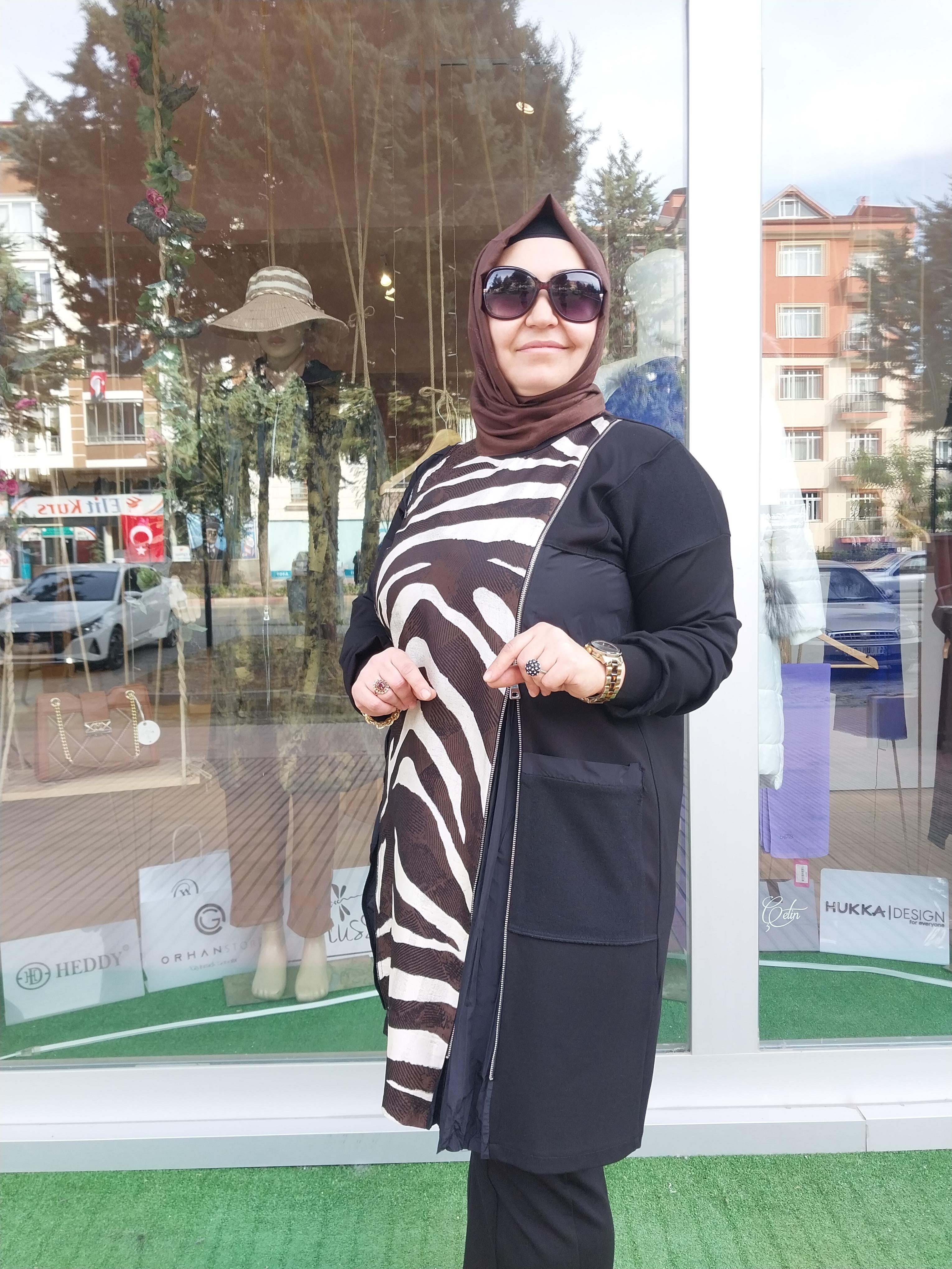 MİSSWHENCE ZEBRA DESENLİ TUNİK SİYAH 34037