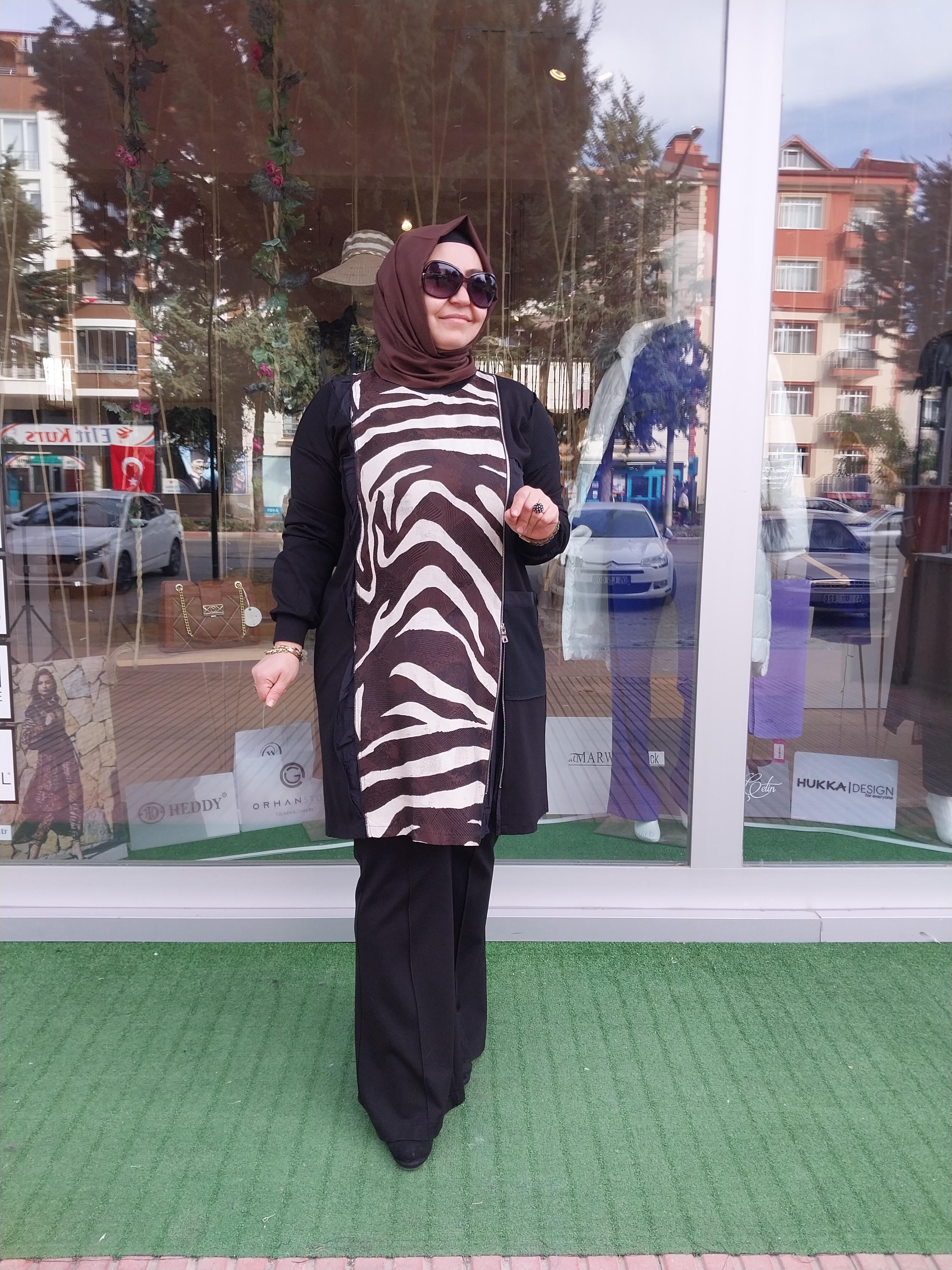MİSSWHENCE ZEBRA DESENLİ TUNİK SİYAH 34037