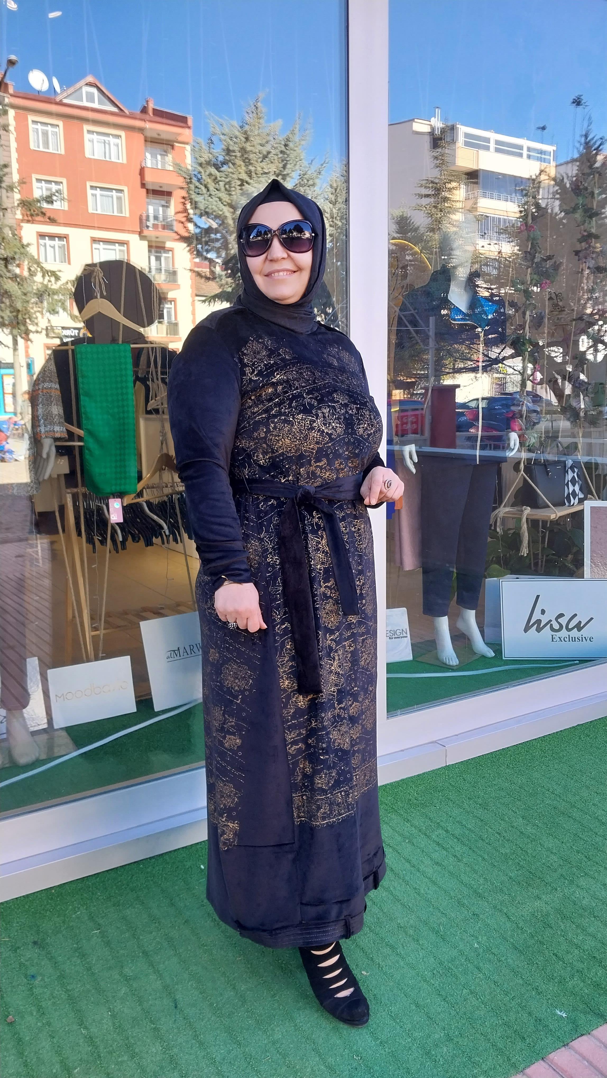 MİSSWHENCE KADİFE ELBİSE SİYAH 34805