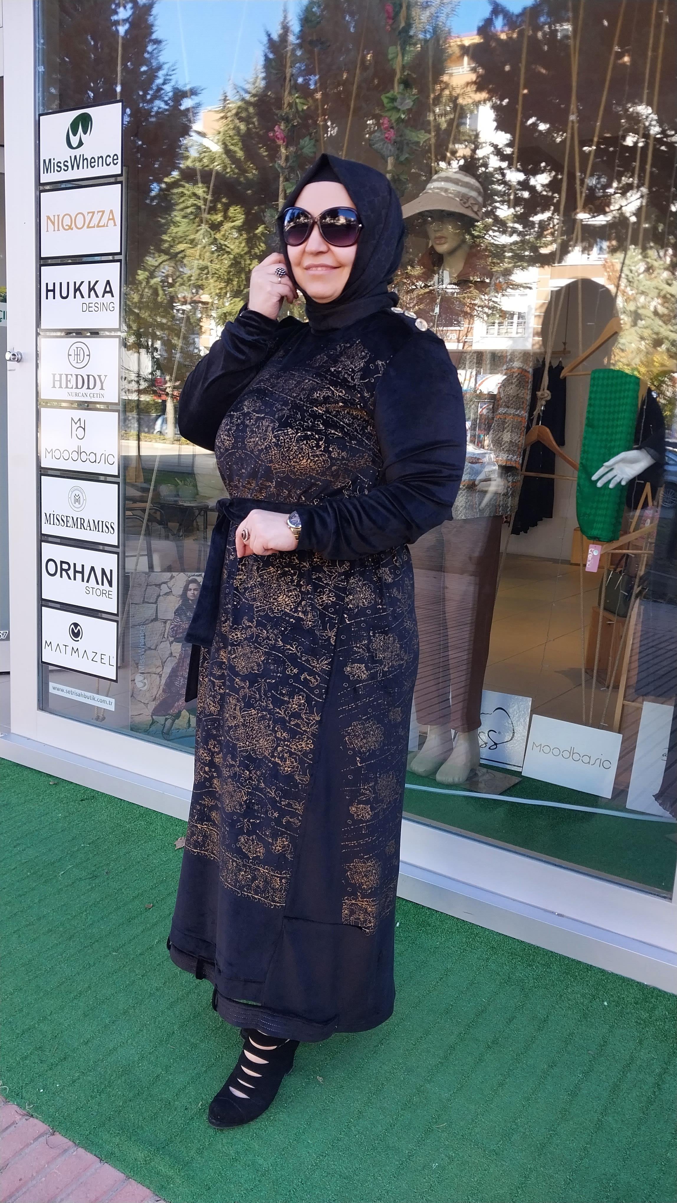 MİSSWHENCE KADİFE ELBİSE SİYAH 34805