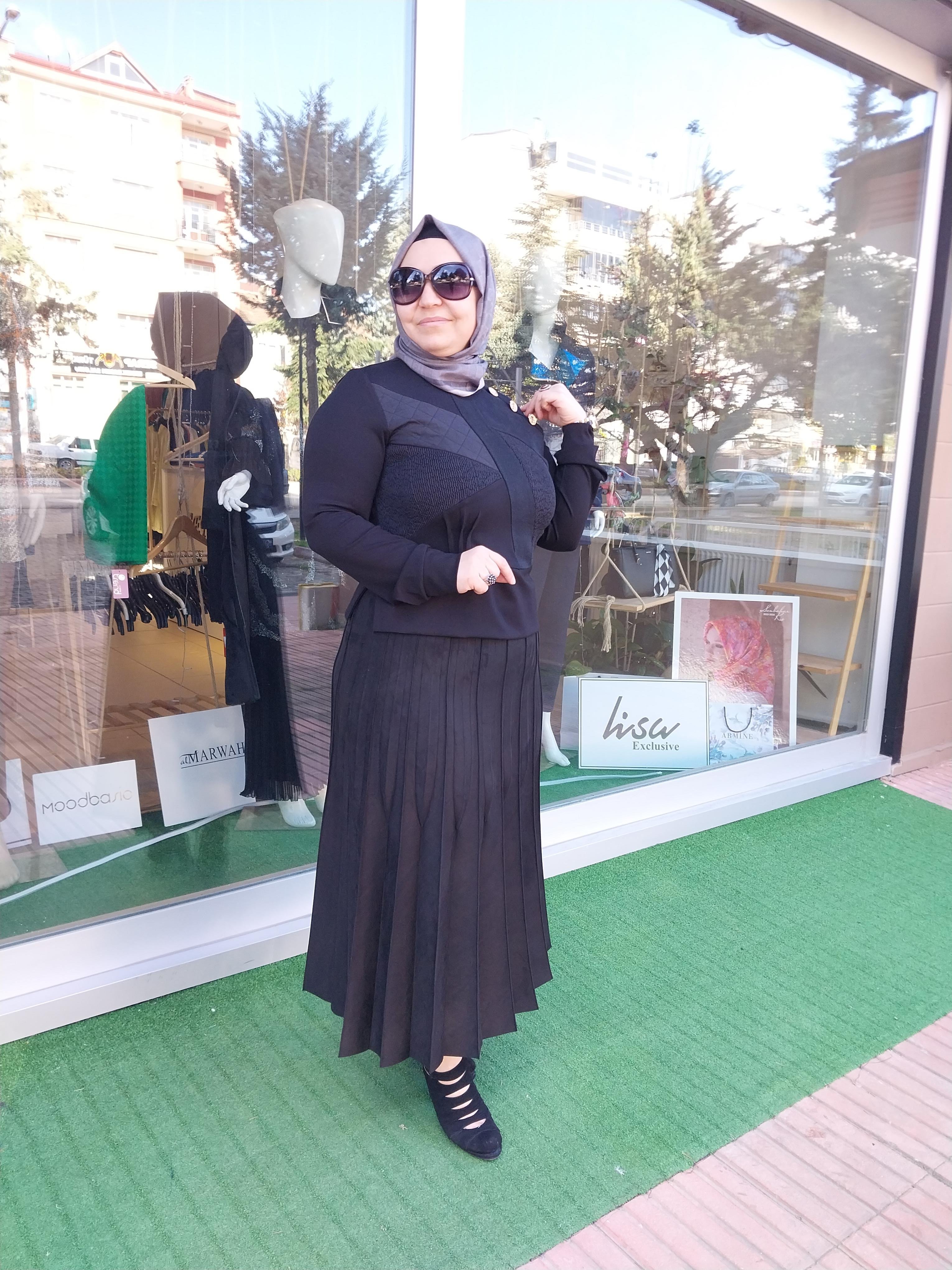 MİSSWHENCE PLİSE DETAYLI SÜET ETEK SİYAH 34902