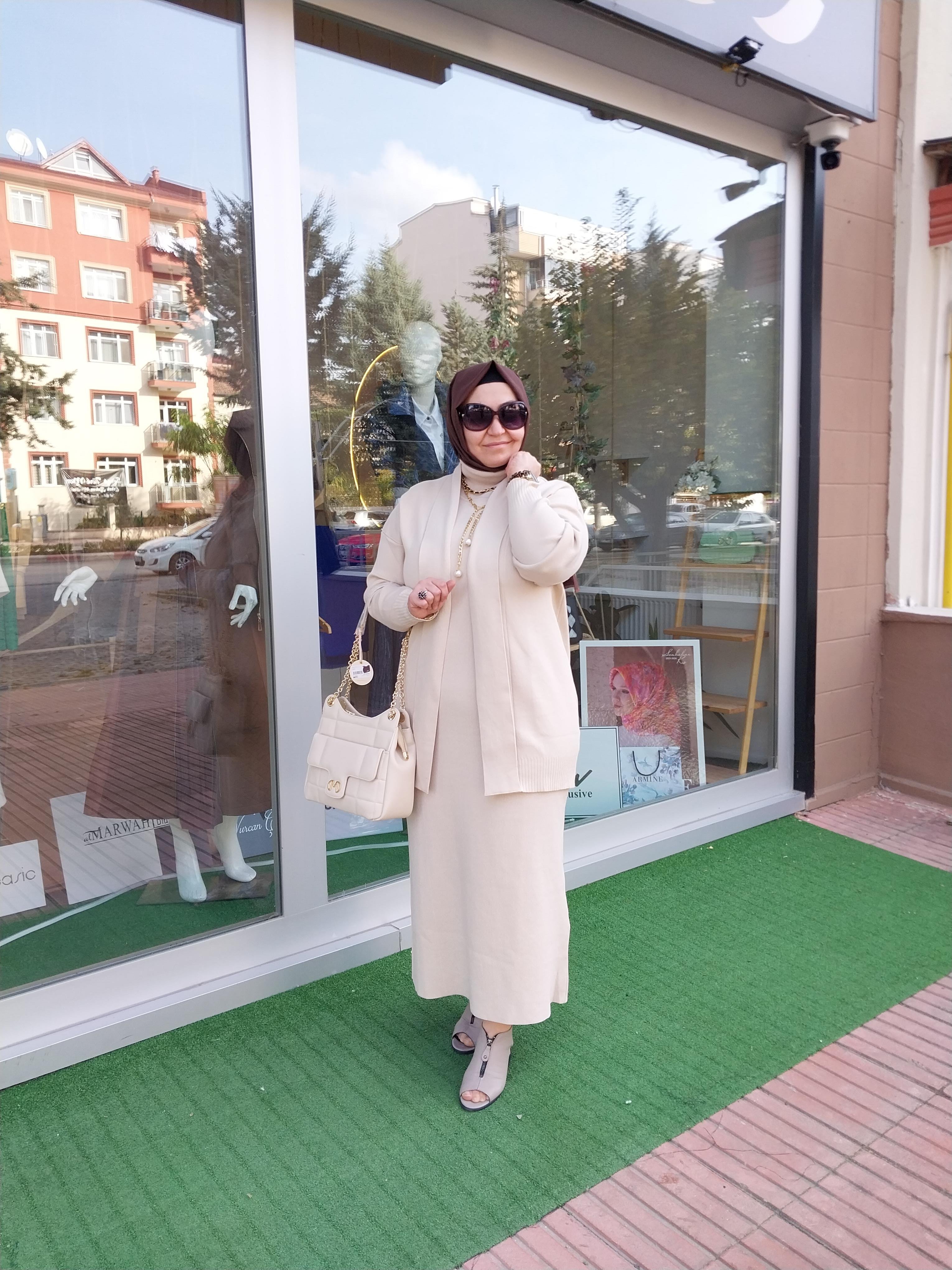 MİSSEMRAMİSS PAMUKLU TRİKO ELBİSE HIRKA TAKIM TAŞ RENGİ 4197