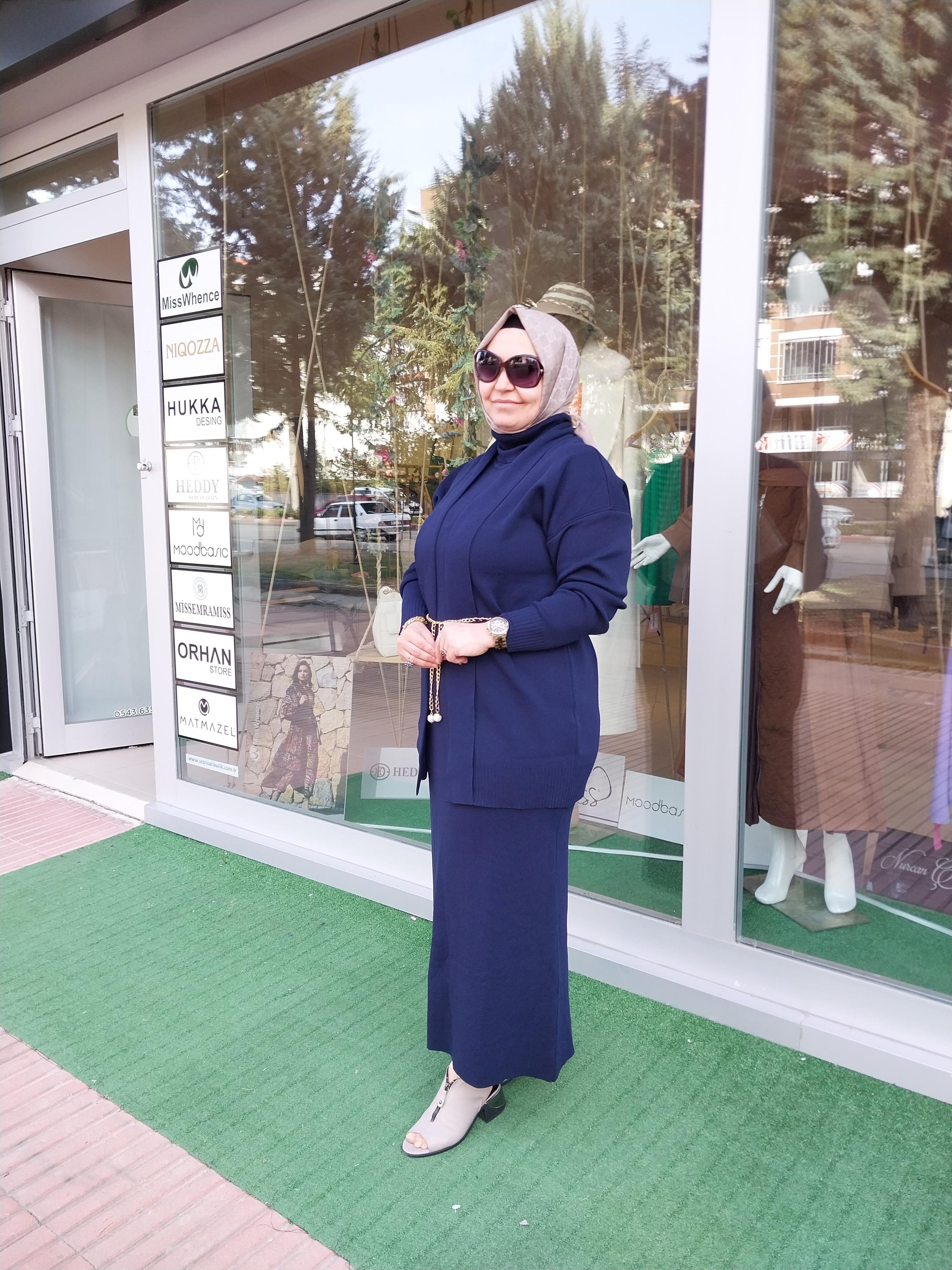 MİSSEMRAMİSS PAMUKLU TRİKO ELBİSE HIRKA TAKIM LACİVERT 4197