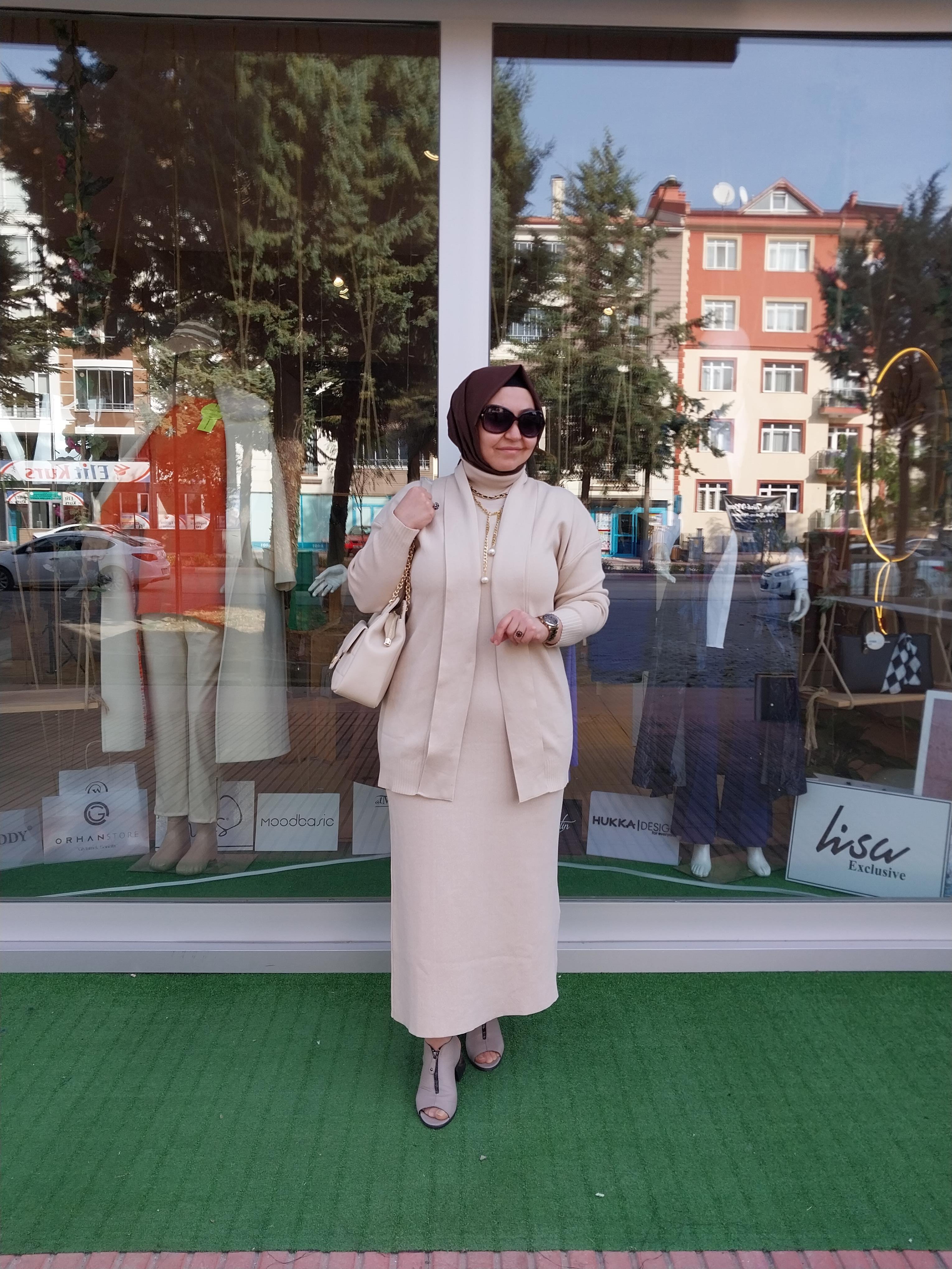 MİSSEMRAMİSS PAMUKLU TRİKO ELBİSE HIRKA TAKIM TAŞ RENGİ 4197