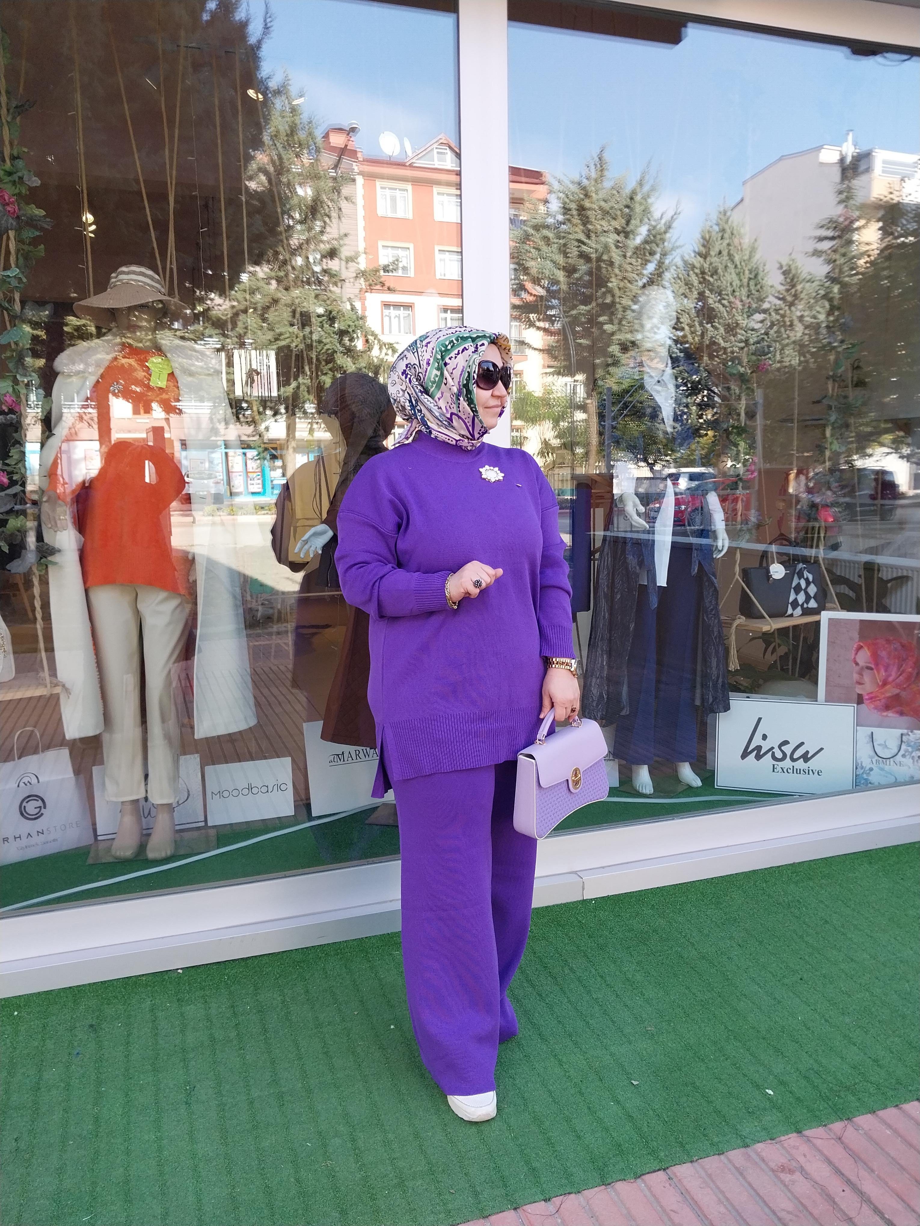 MİSSEMRAMİSS MAGLERİA TRİKO PANTOLONLU TAKIM MOR 4198