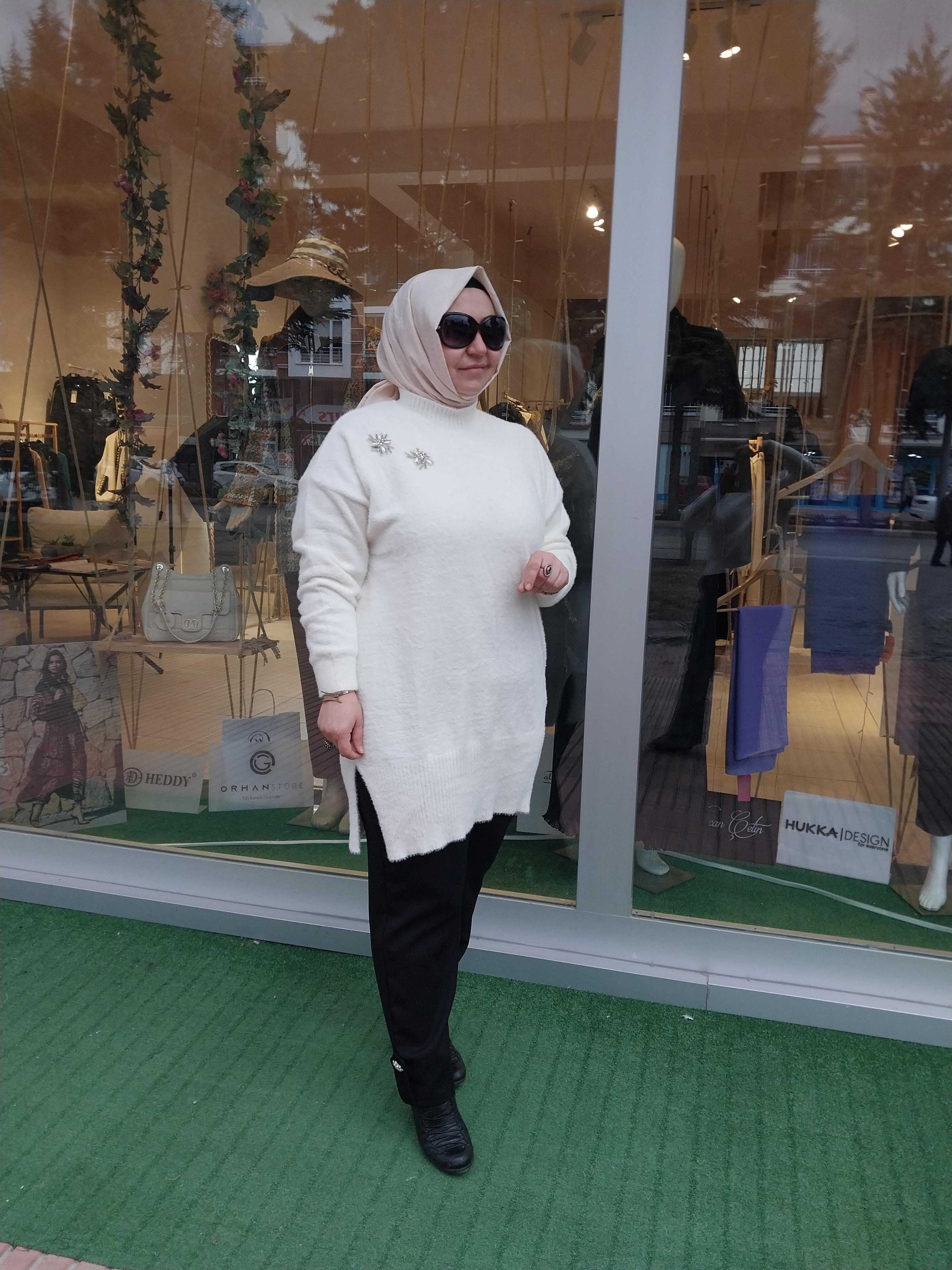 MİSSEMRAMİSS TAŞ İŞLEMELİ ANGORA KAZAK EKRU 4224