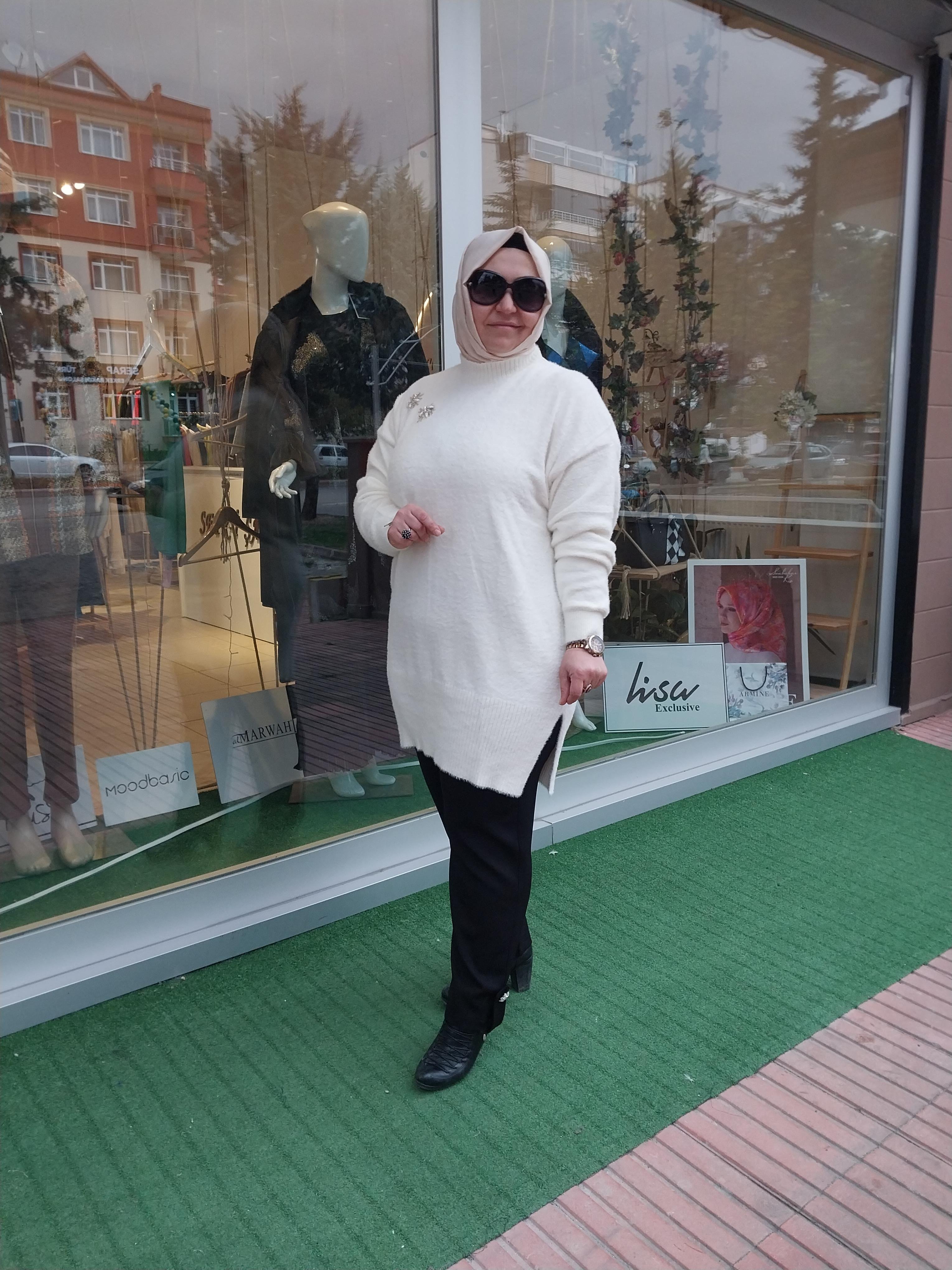 MİSSEMRAMİSS TAŞ İŞLEMELİ ANGORA KAZAK EKRU 4224