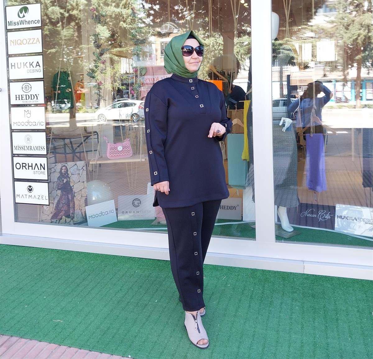 GHİSA METAL DETAYLI PANTOLONLU TAKIM SİYAH 4363