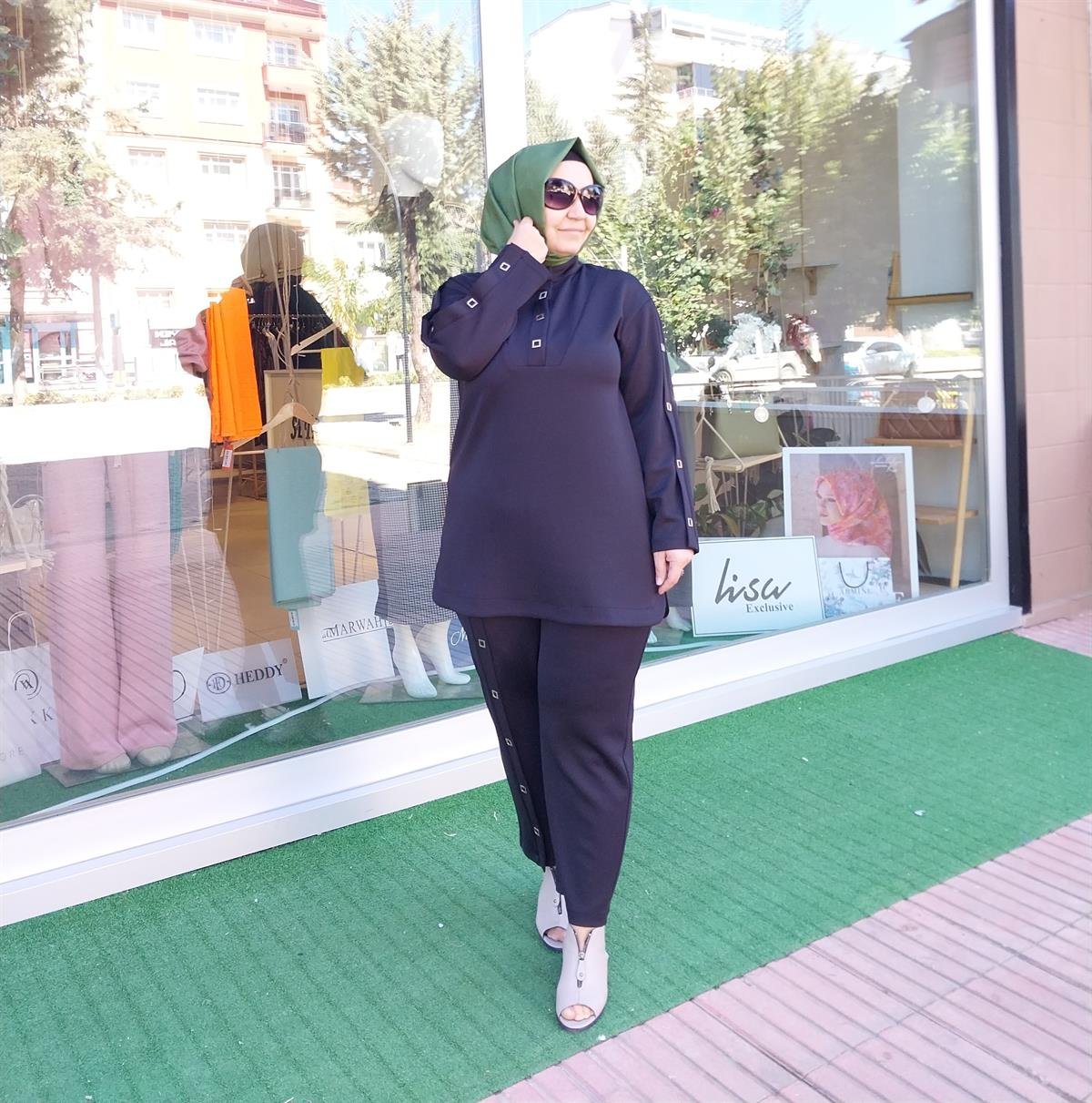 GHİSA METAL DETAYLI PANTOLONLU TAKIM SİYAH 4363