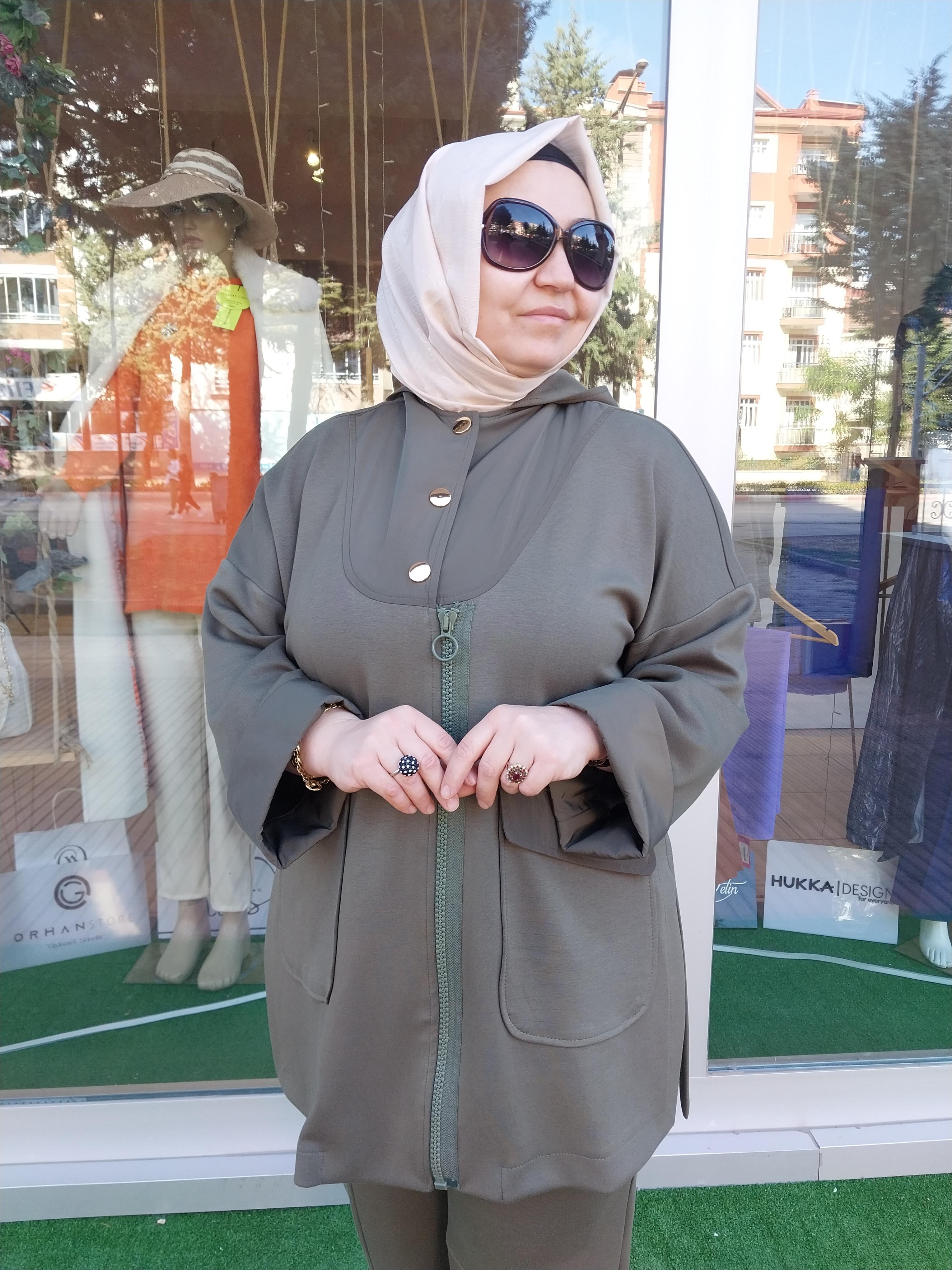 GHİSA YARIM DÜĞME FERMUAR DETAYLI PANTOLONLU TAKIM HAKİ 2624