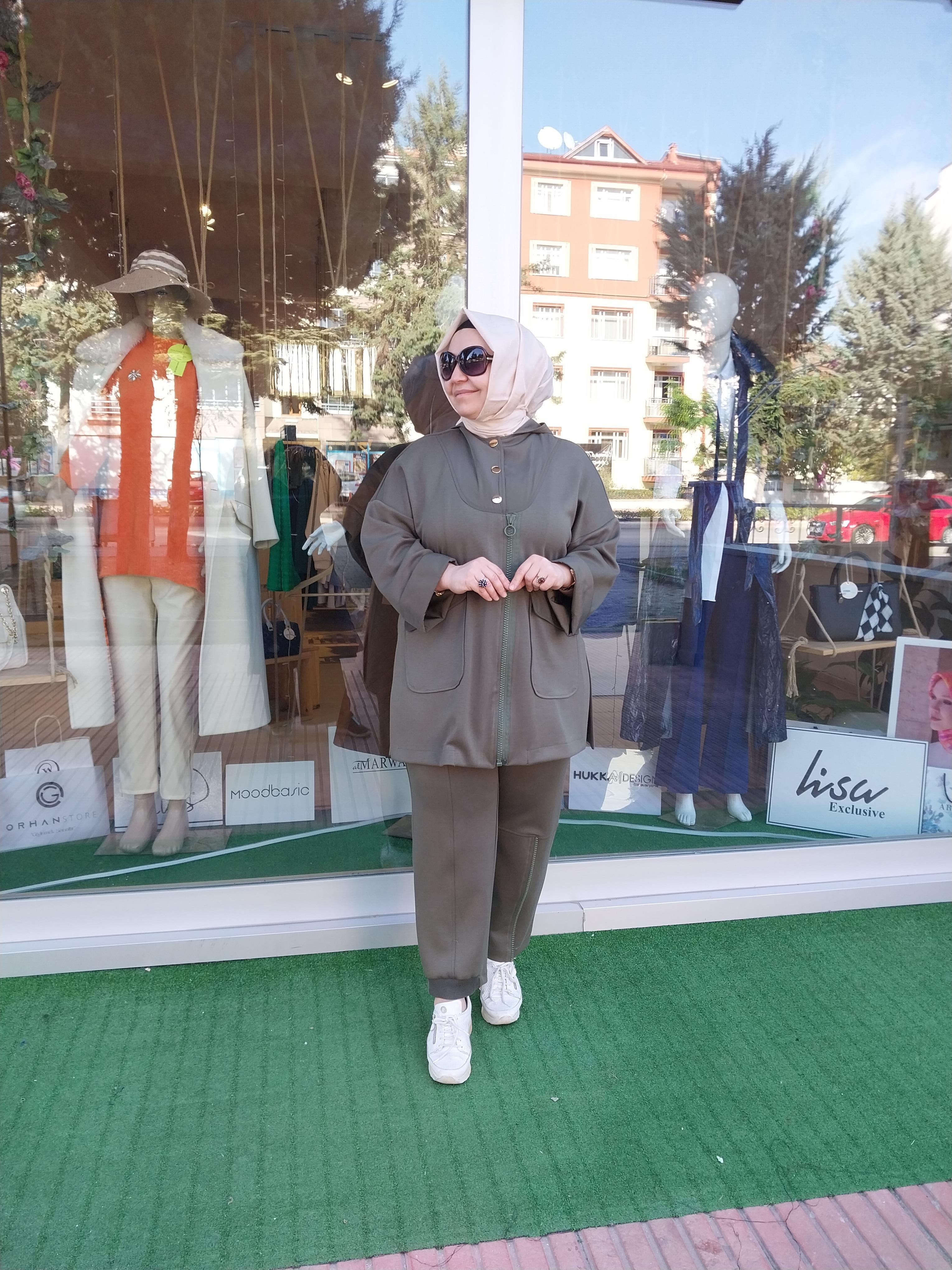 GHİSA YARIM DÜĞME FERMUAR DETAYLI PANTOLONLU TAKIM HAKİ 2624