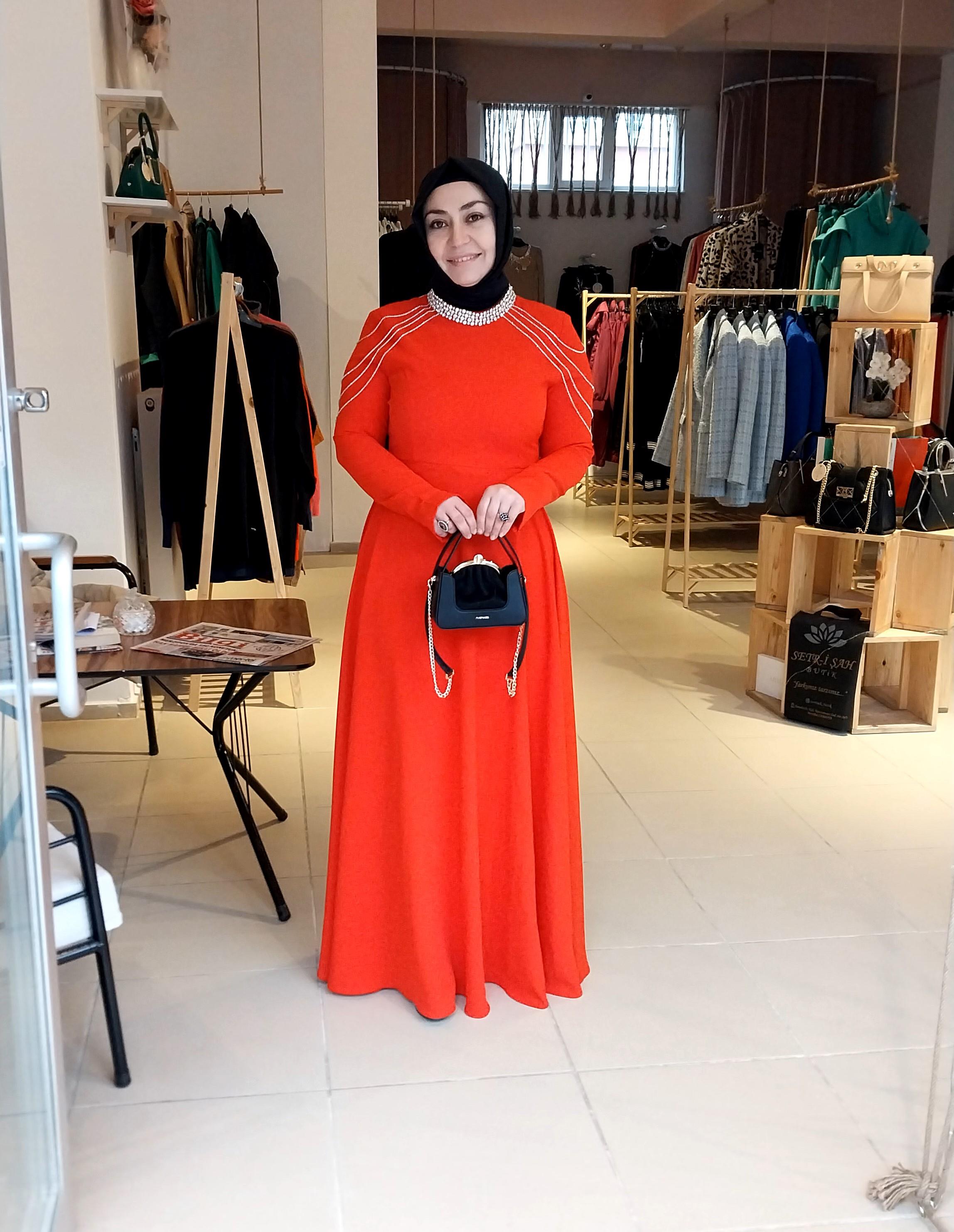 HEDDY OMUZU TAŞ DETAYLI MEVLANA MODEL ABİYE KIRMIZI 5158