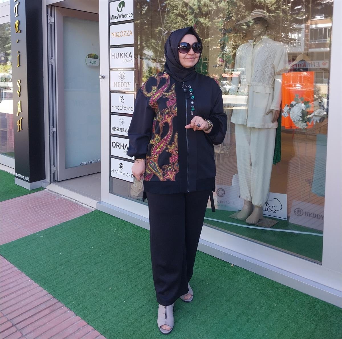 HUKKA TAŞ DETAYLI FERMUARLI SWEAT FUŞYA-SİYAH 23HK1017